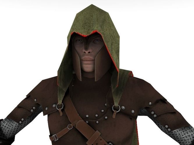 Elf medieval warrior Low-poly 3D model