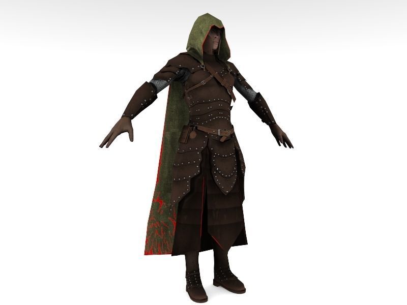 Elf medieval warrior Low-poly 3D model_7