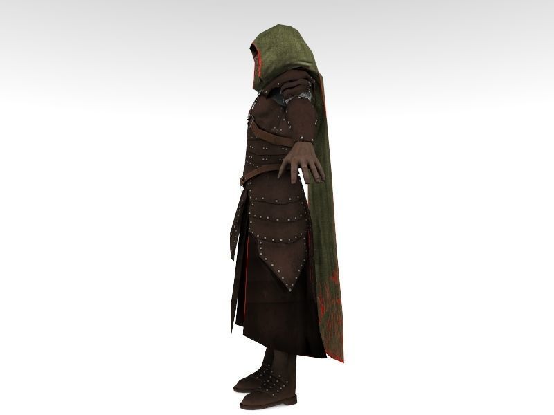 Elf medieval warrior Low-poly 3D model_5