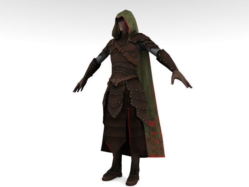 Elf medieval warrior Low-poly 3D model_3