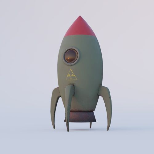 Cartoon Nuclear Rocket Low-poly 3D model