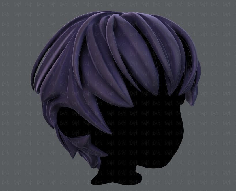 3D Hair style for boy V21 Low-poly 3D model_2