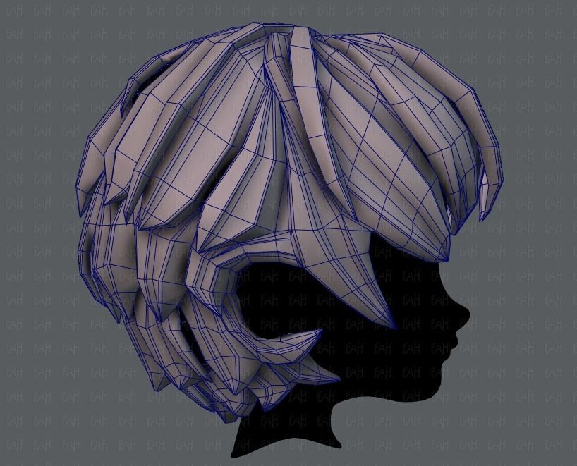 3D Hair style for boy V21 Low-poly 3D model_27