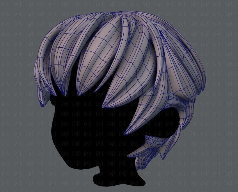 3D Hair style for boy V21 Low-poly 3D model_16