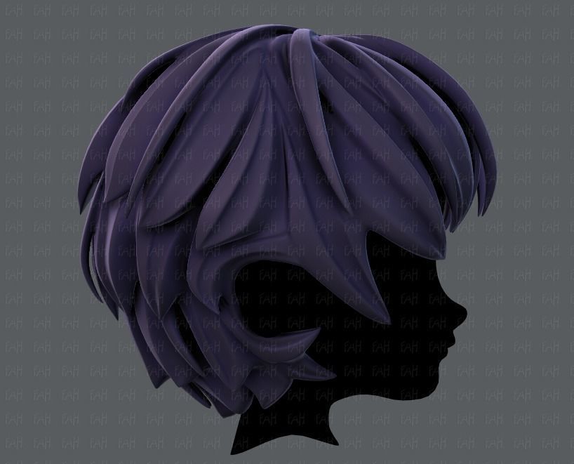 3D Hair style for boy V21 Low-poly 3D model_3