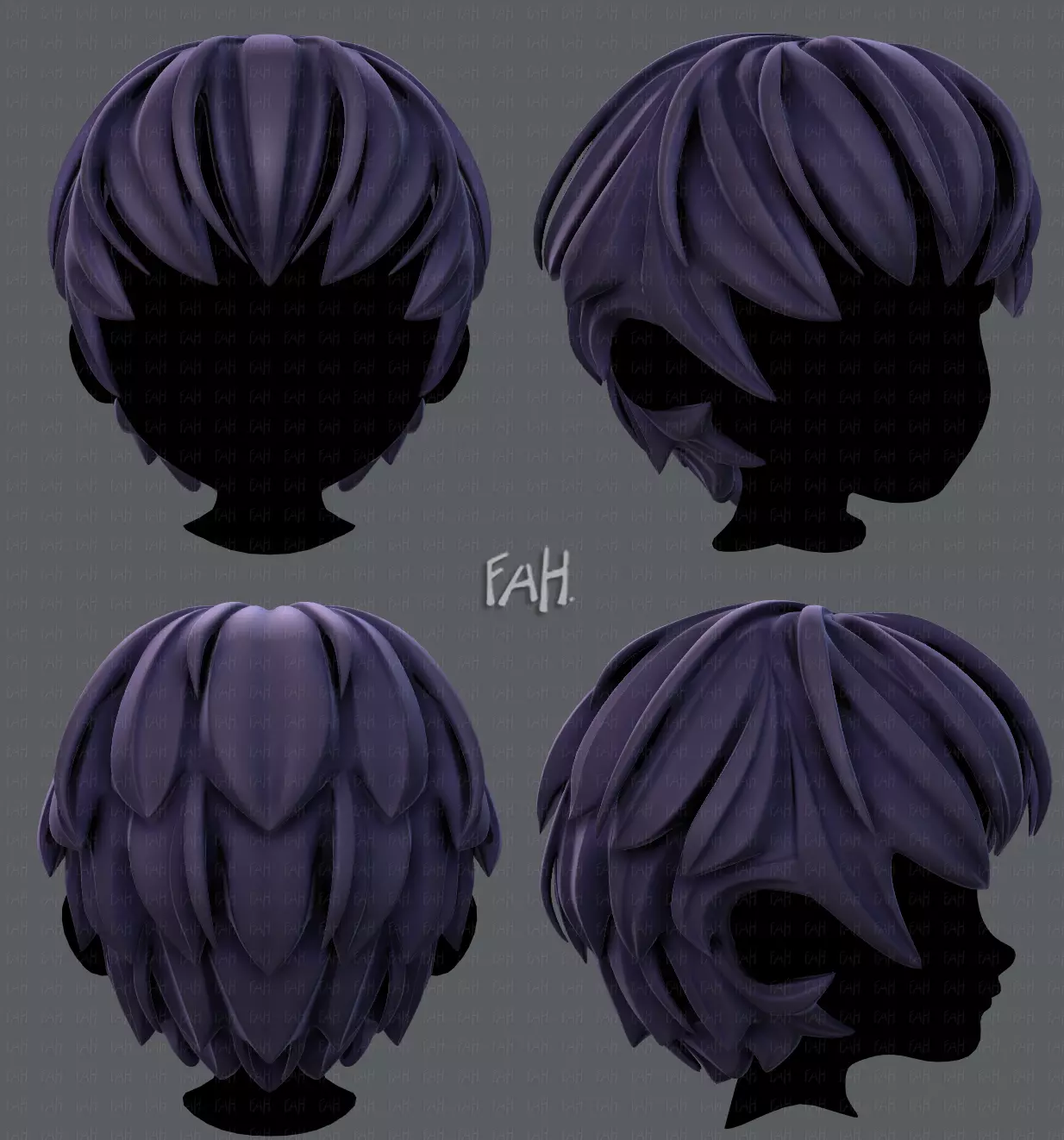 3D Hair style for boy V21 Low-poly 3D model_0