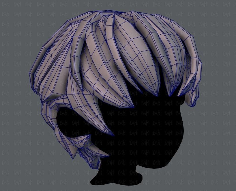 3D Hair style for boy V21 Low-poly 3D model_26