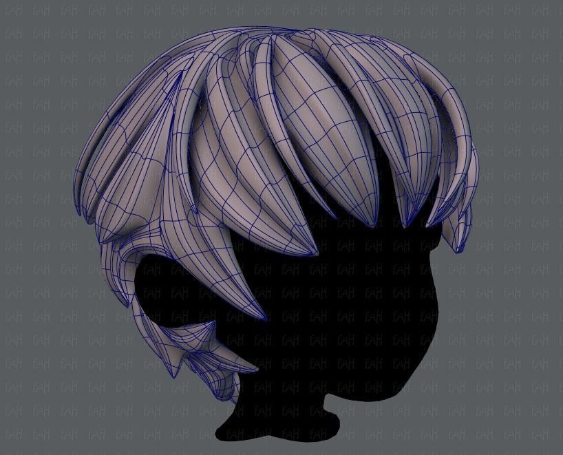 3D Hair style for boy V21 Low-poly 3D model_10