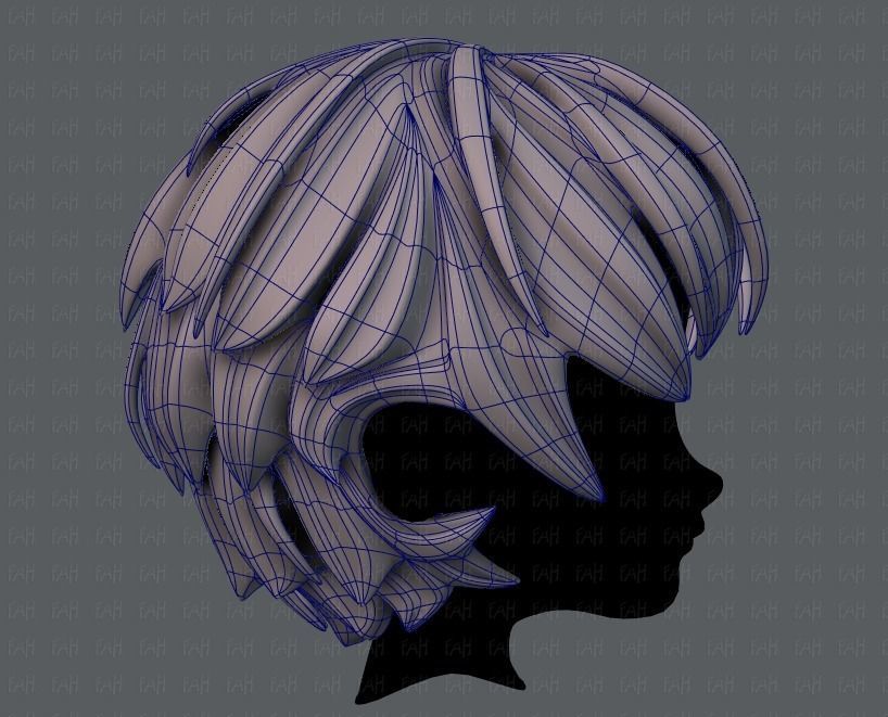 3D Hair style for boy V21 Low-poly 3D model_11