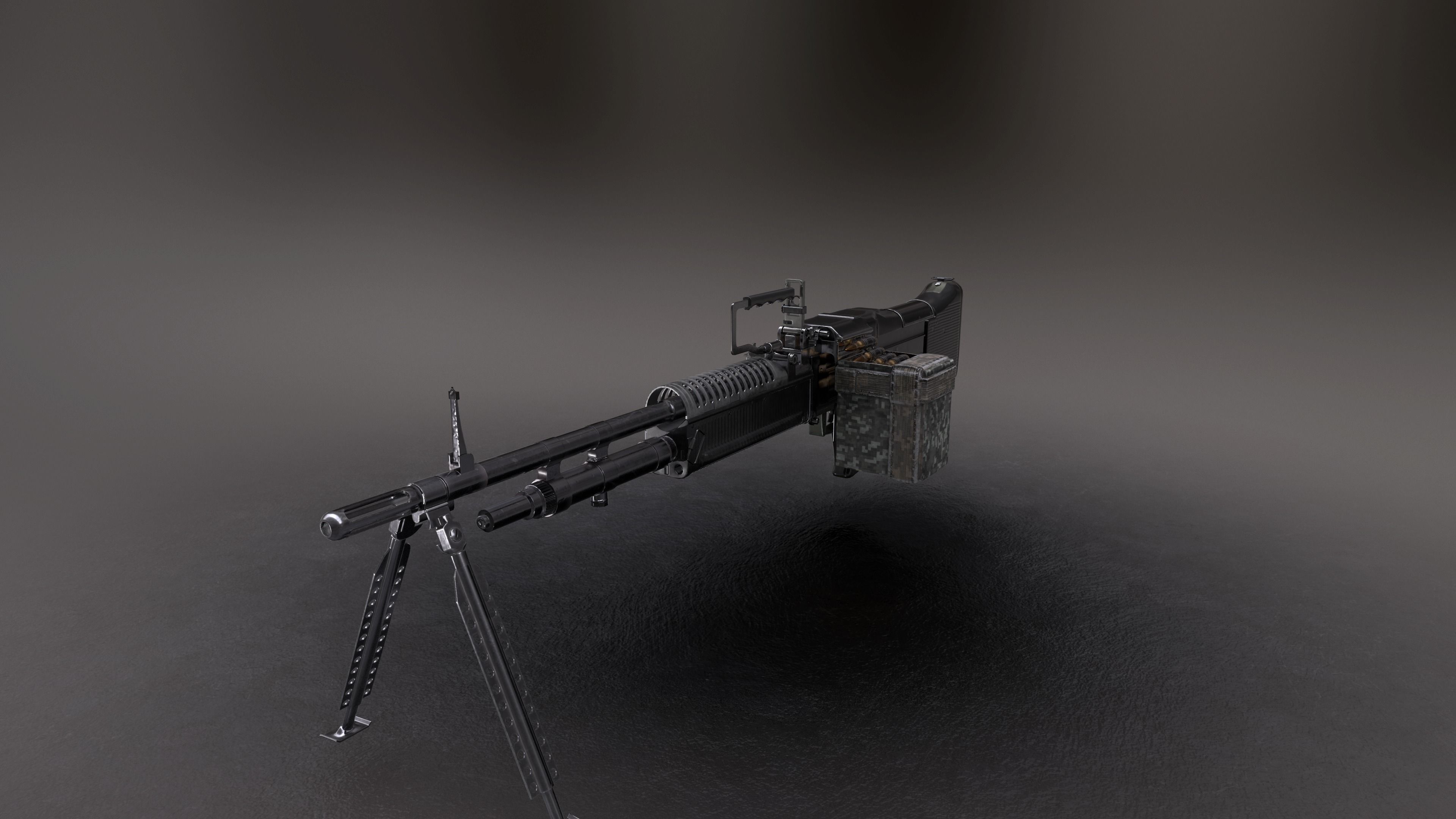 M60 machine gun Low-poly 3D model_16