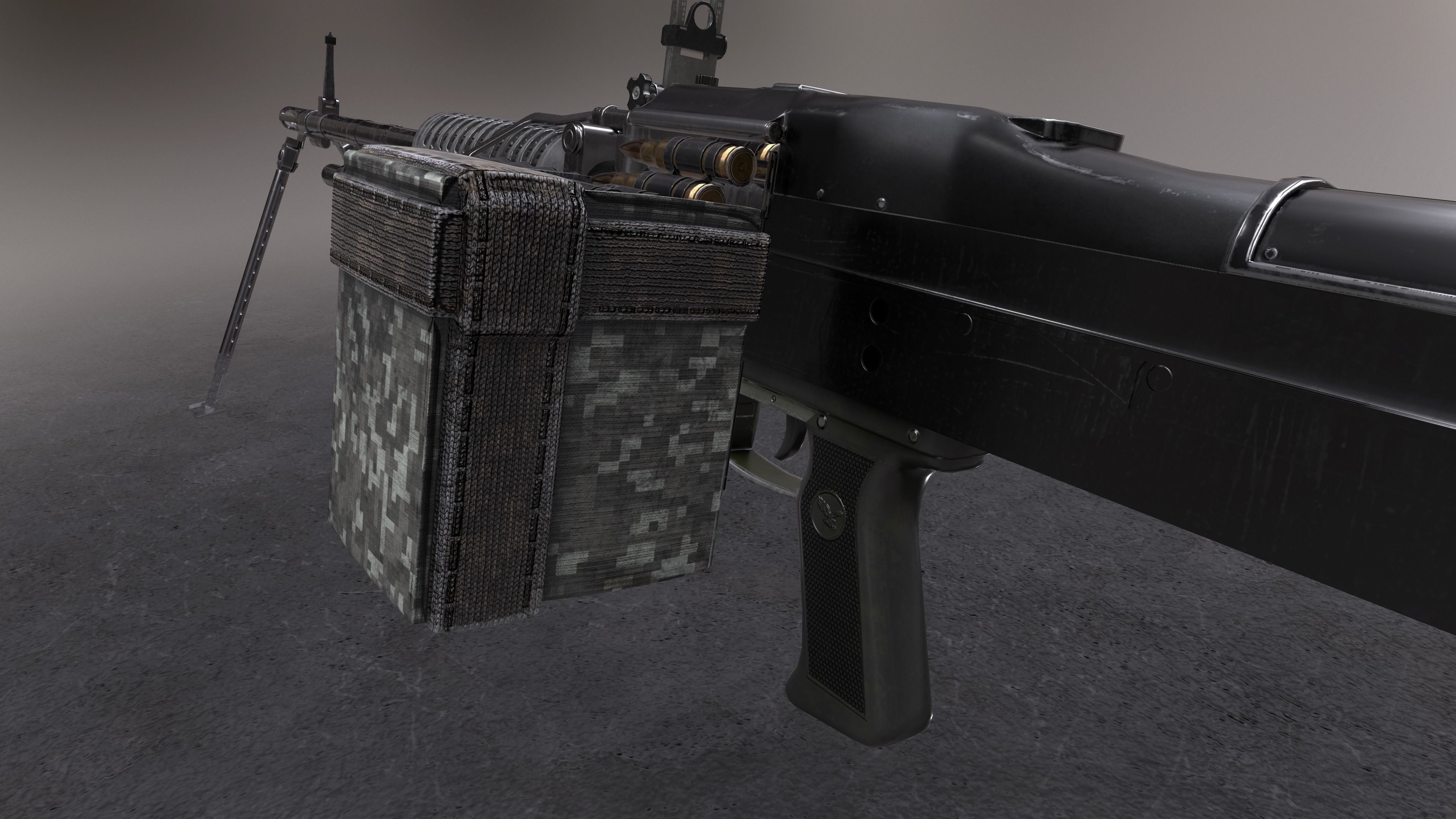 M60 machine gun Low-poly 3D model_10