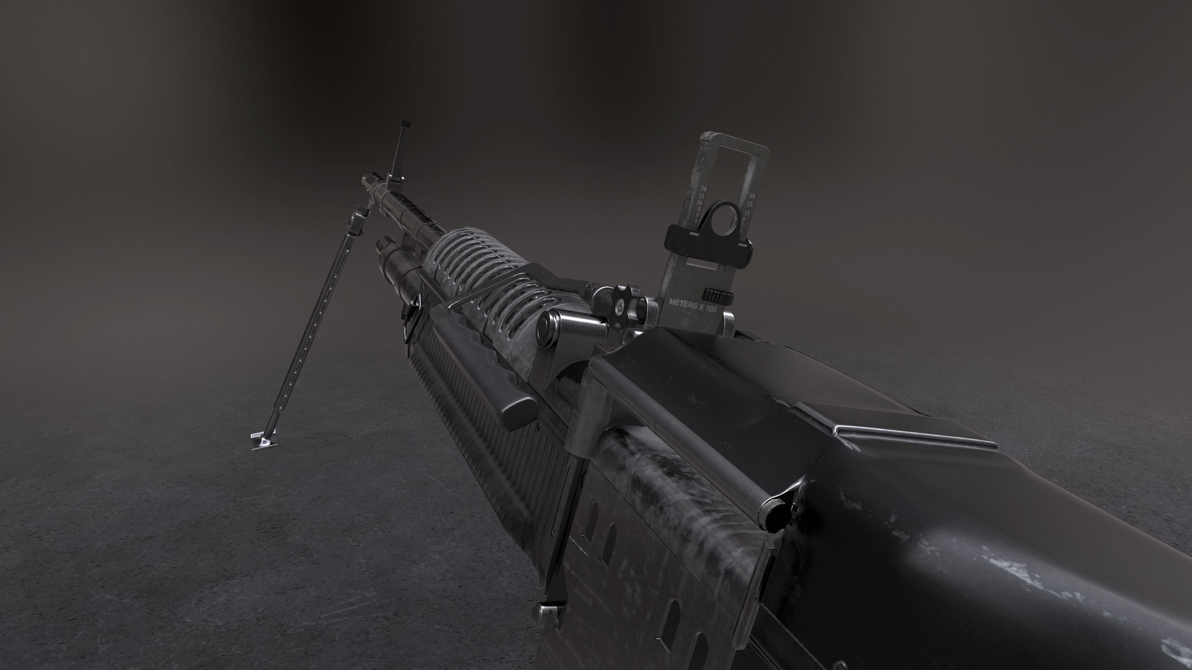 M60 machine gun Low-poly 3D model_8