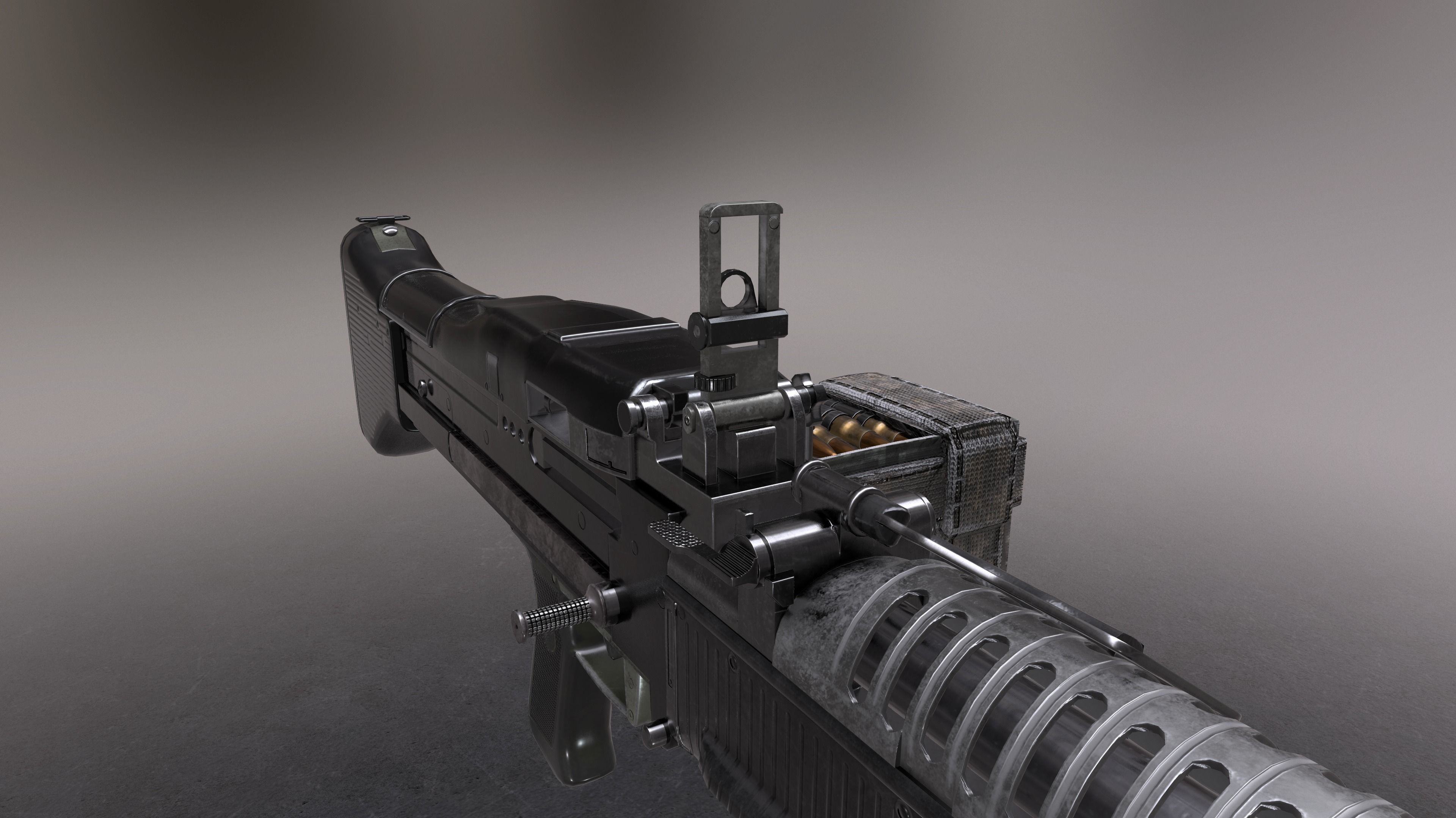 M60 machine gun Low-poly 3D model_18
