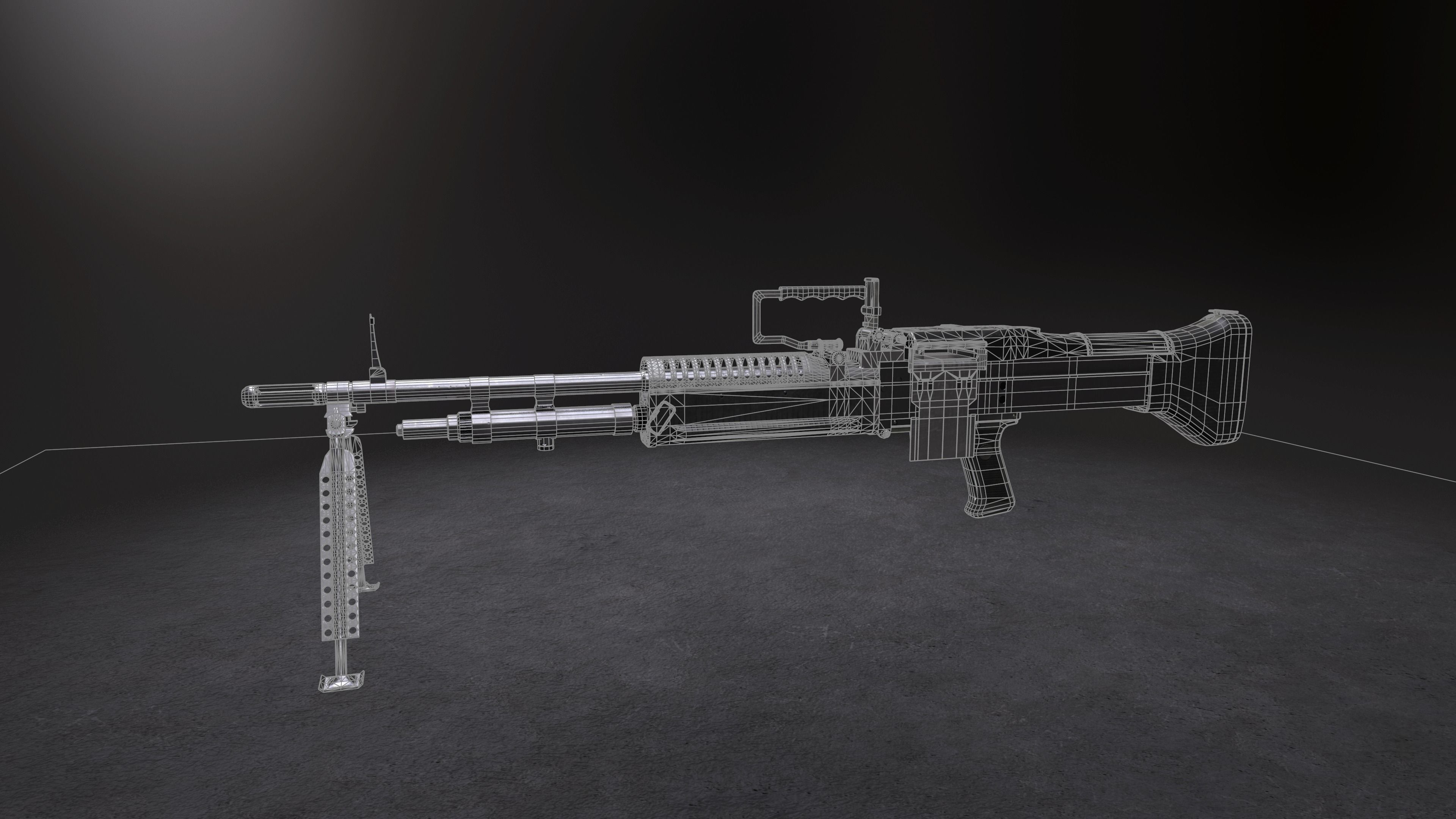 M60 machine gun Low-poly 3D model_20