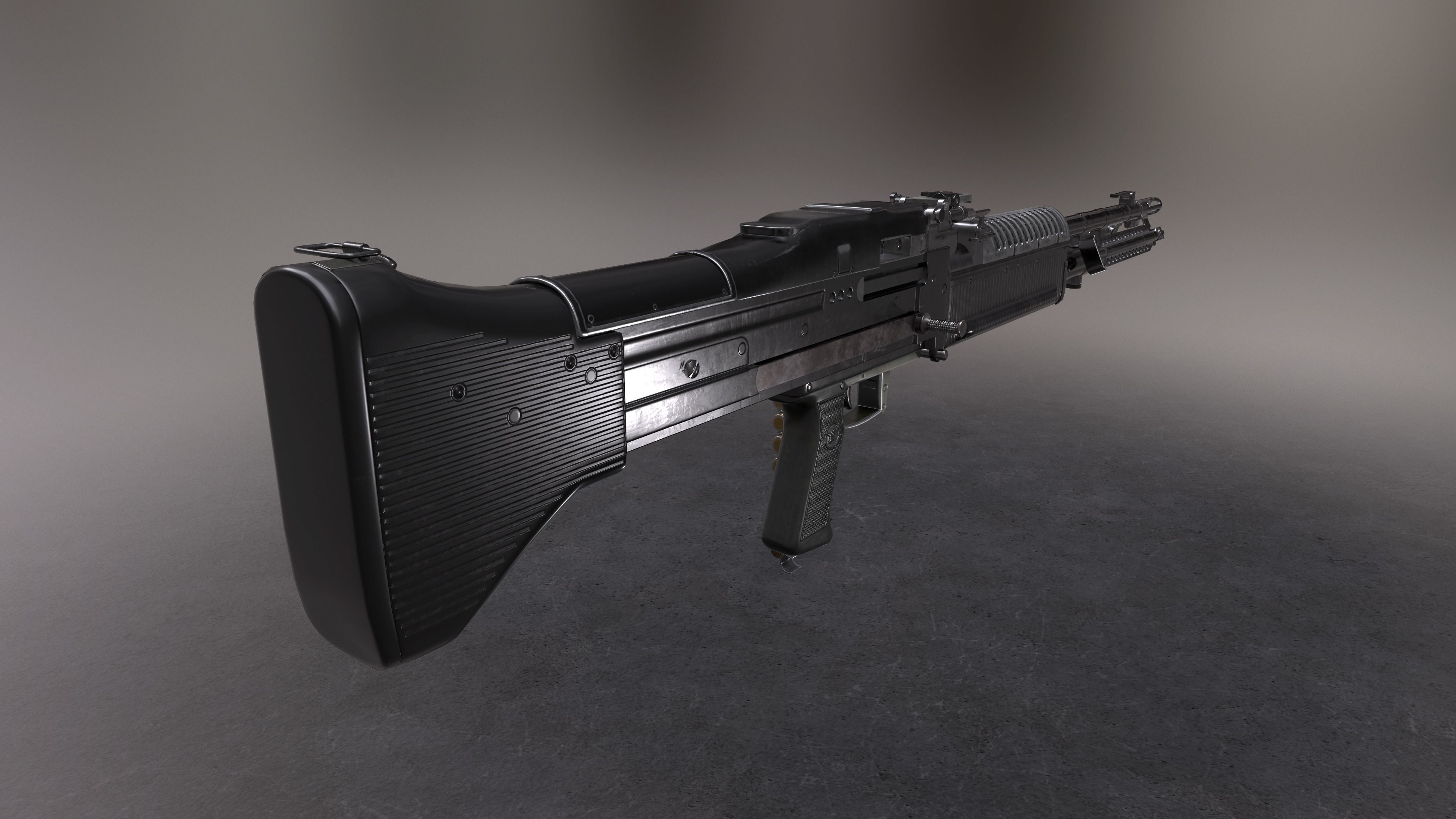 M60 machine gun Low-poly 3D model_17