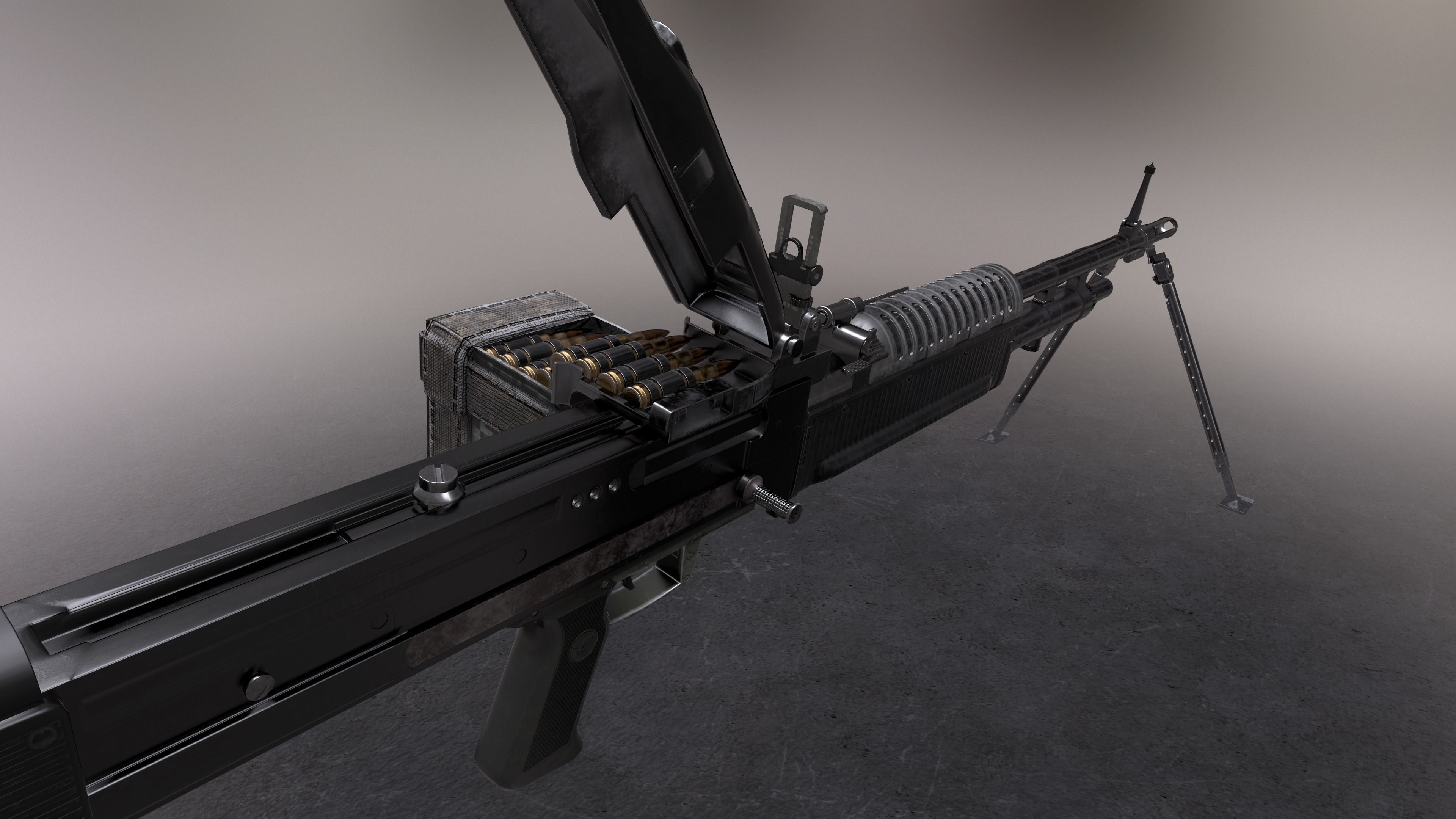 M60 machine gun Low-poly 3D model_9