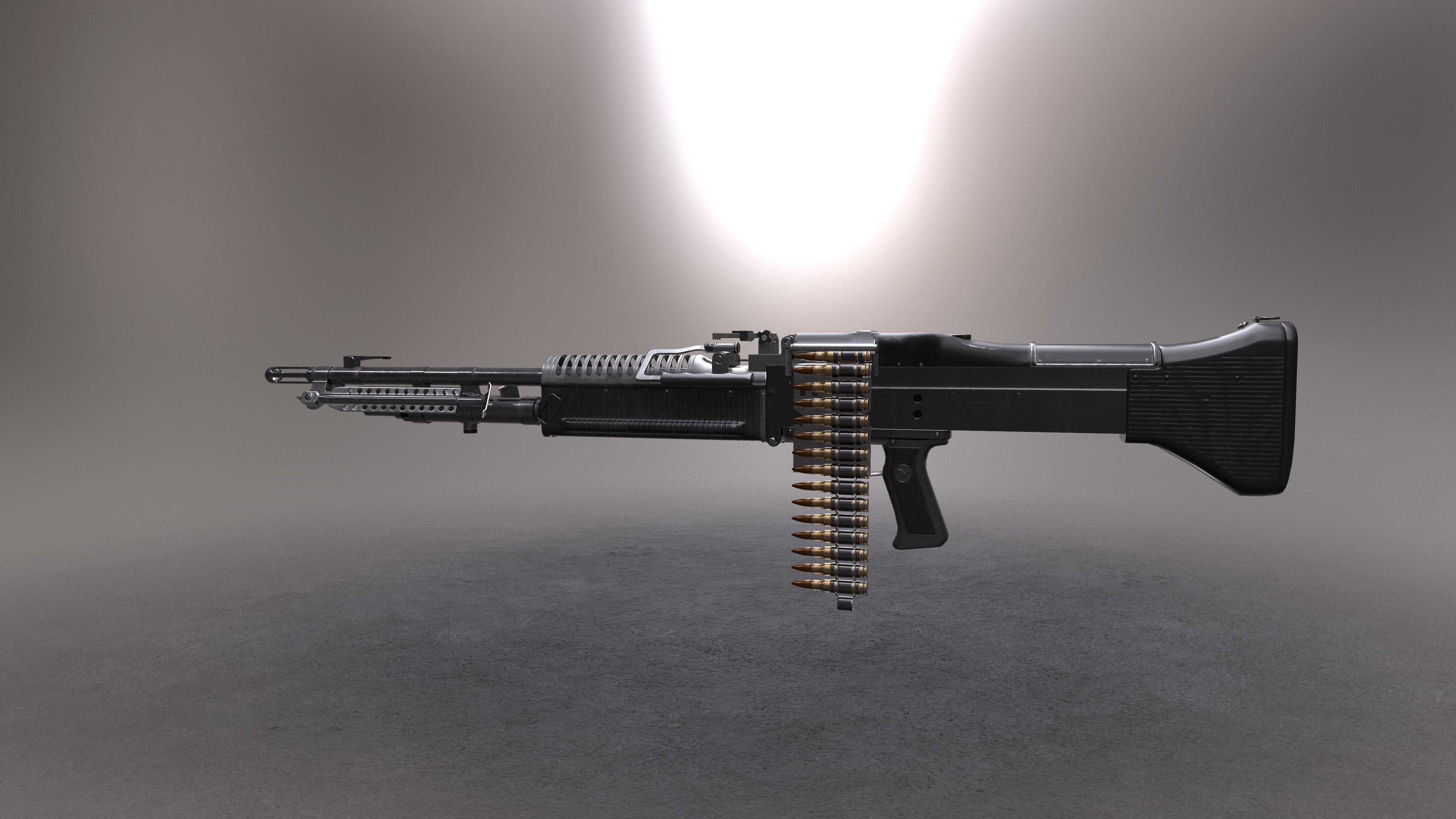 M60 machine gun Low-poly 3D model_12