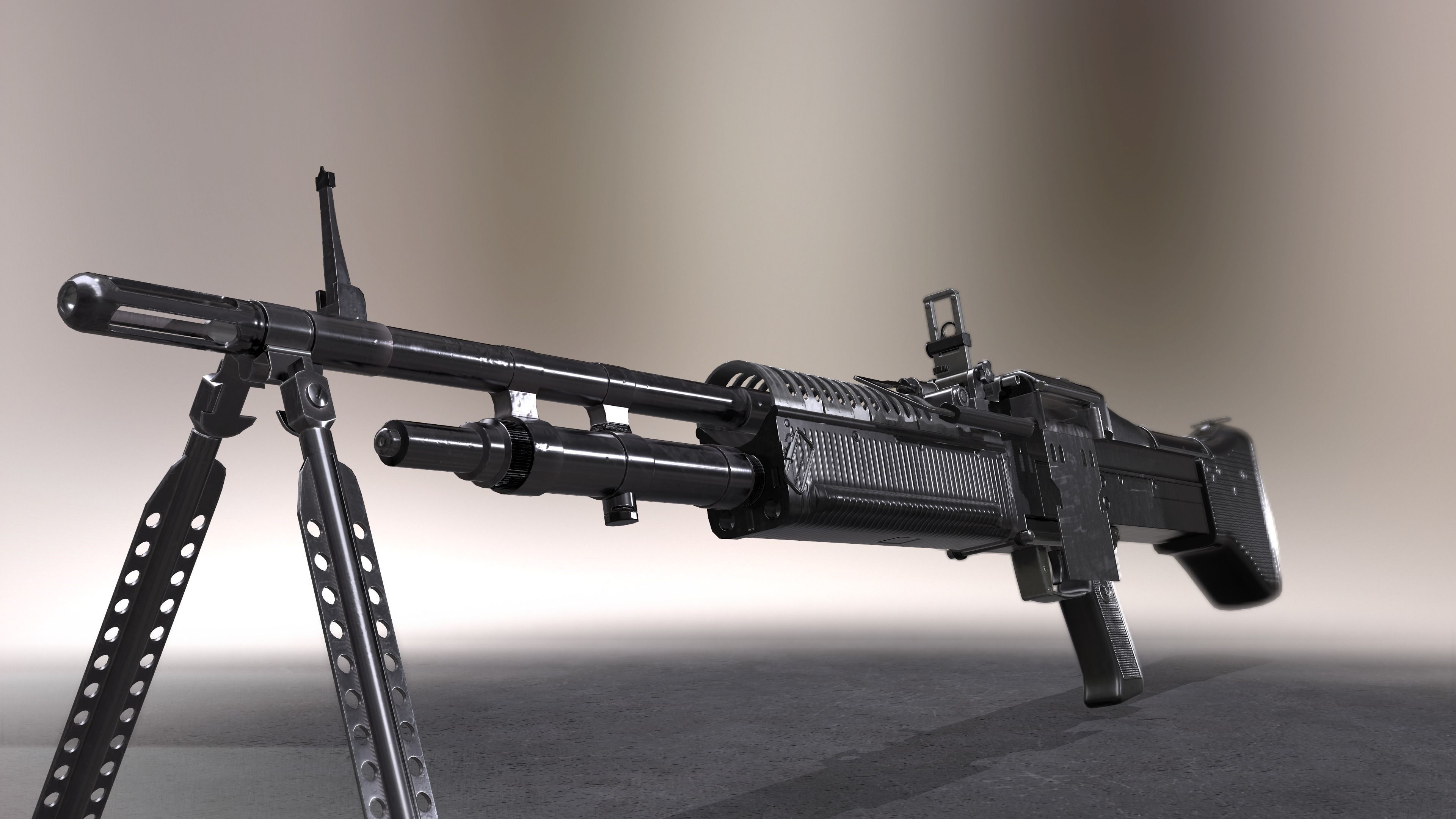 M60 machine gun Low-poly 3D model_6