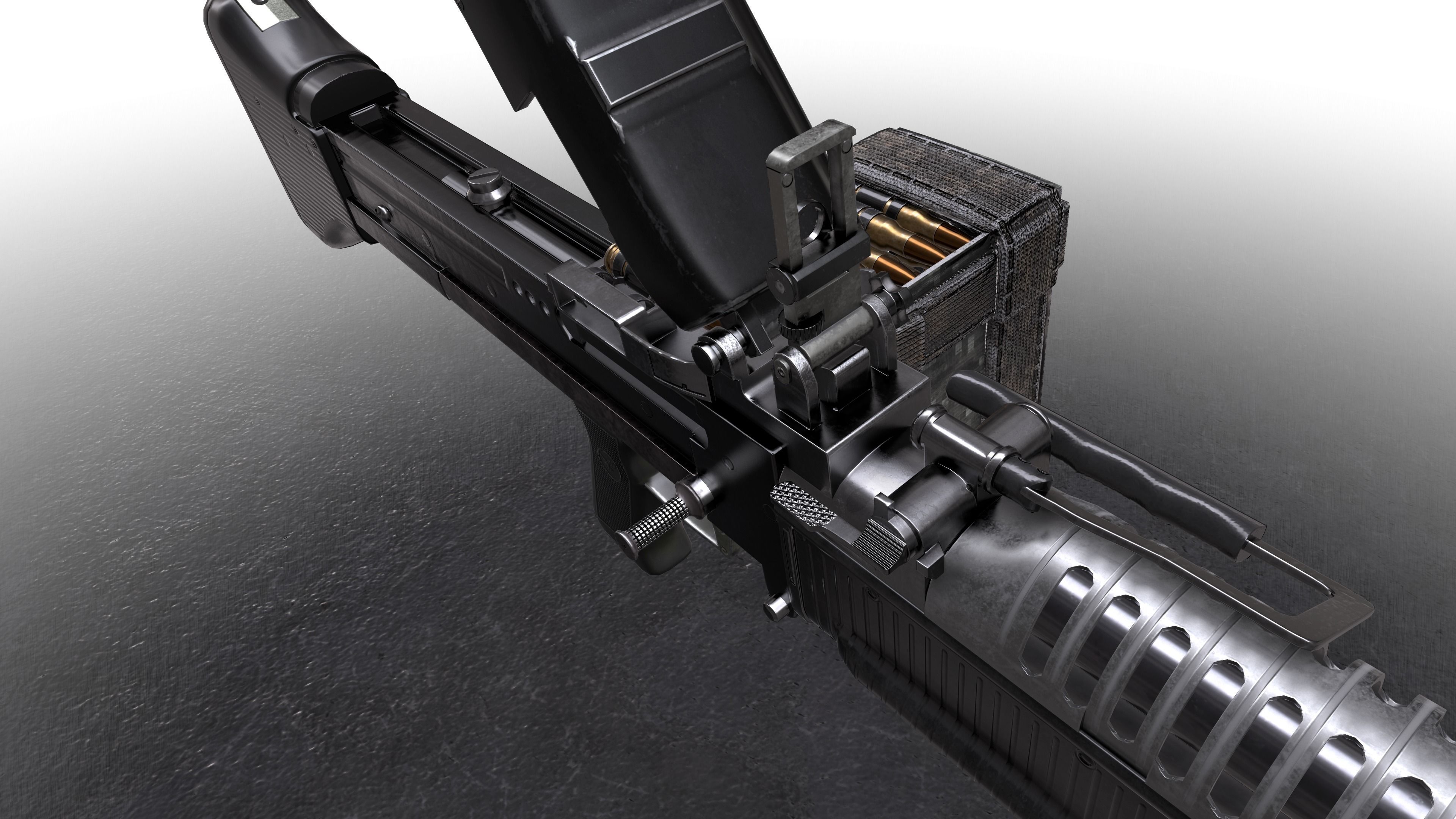 M60 machine gun Low-poly 3D model_13