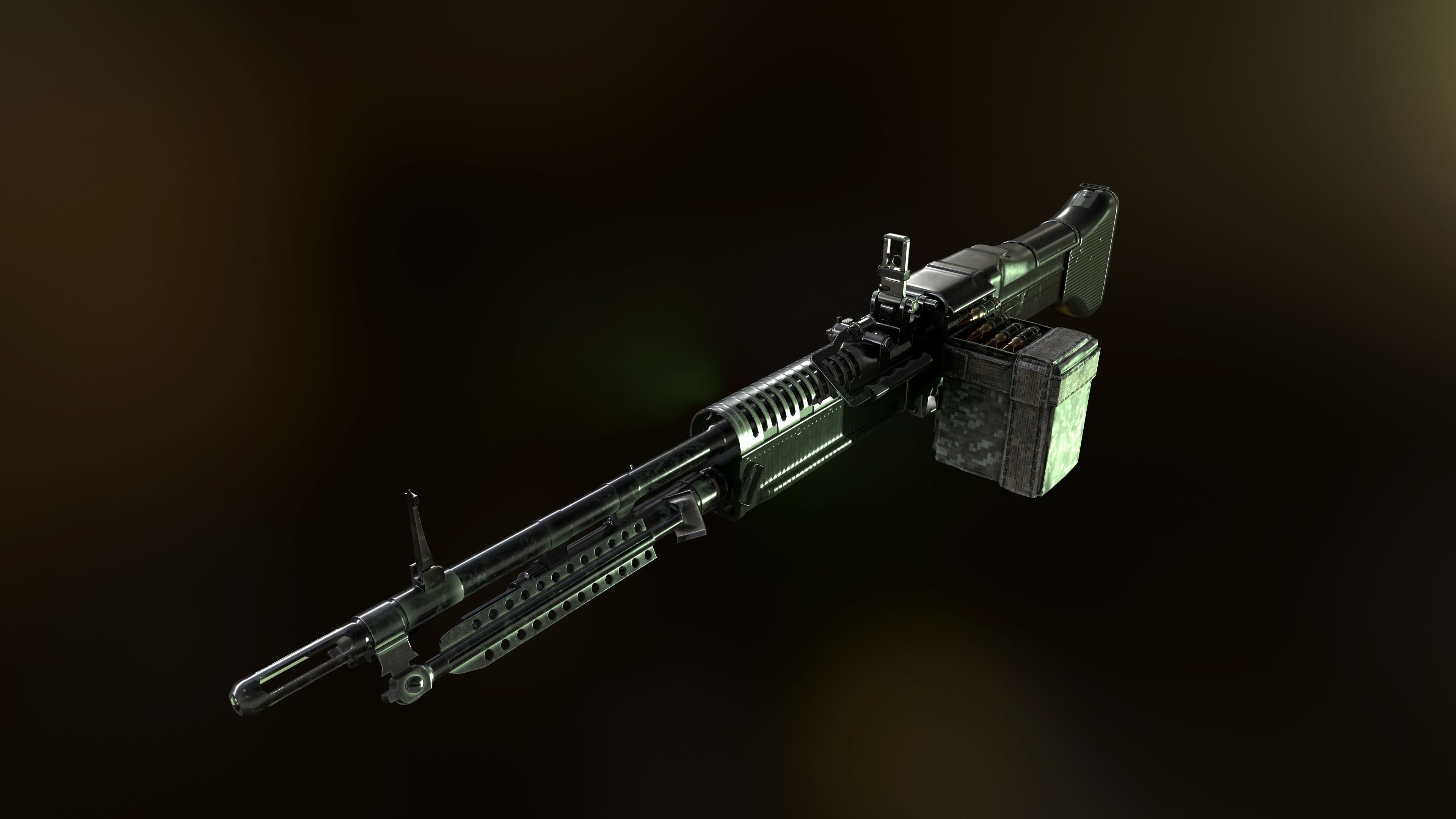 M60 machine gun Low-poly 3D model_1