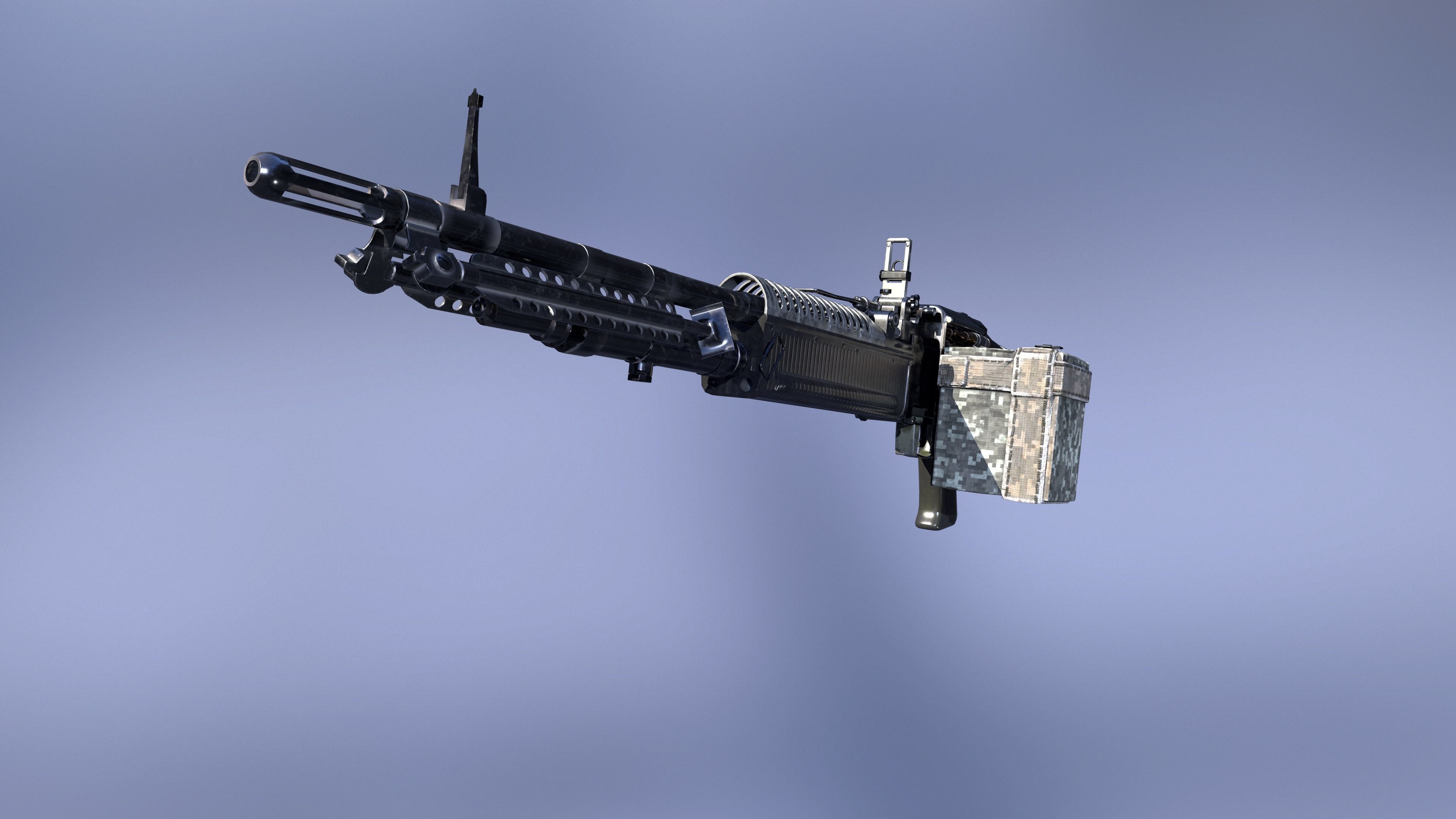 M60 machine gun Low-poly 3D model_4