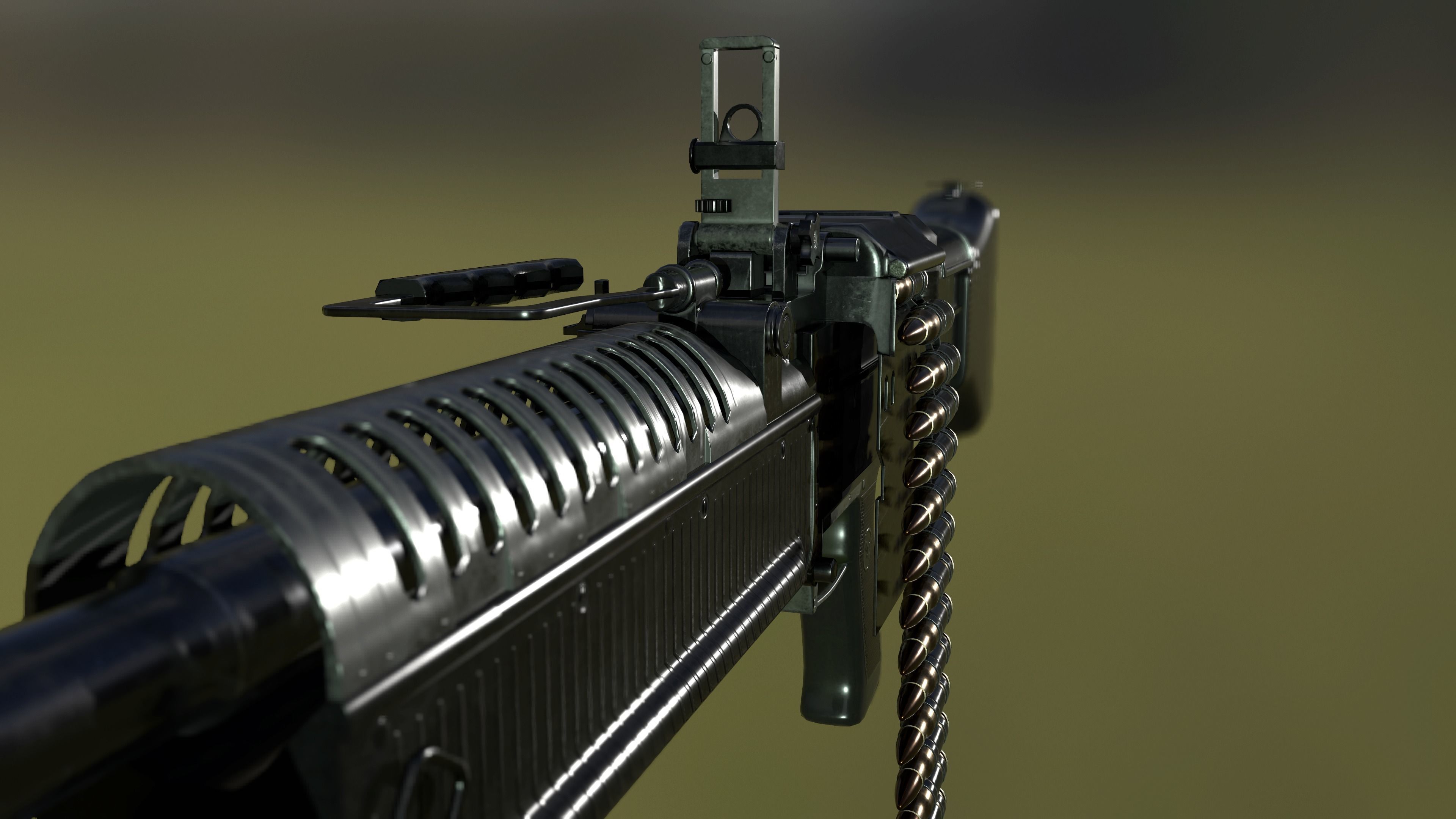 M60 machine gun Low-poly 3D model_7
