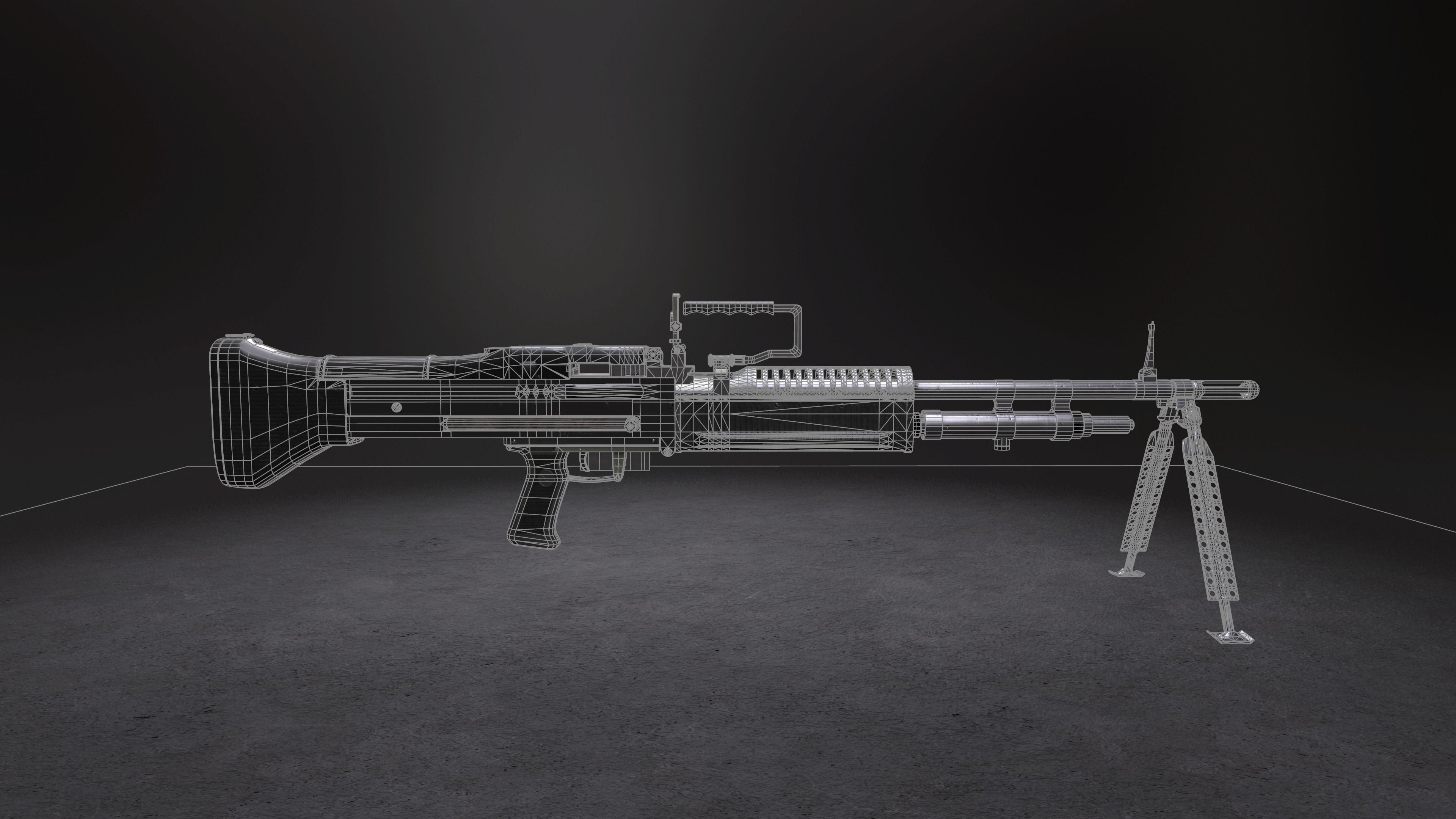 M60 machine gun Low-poly 3D model_19