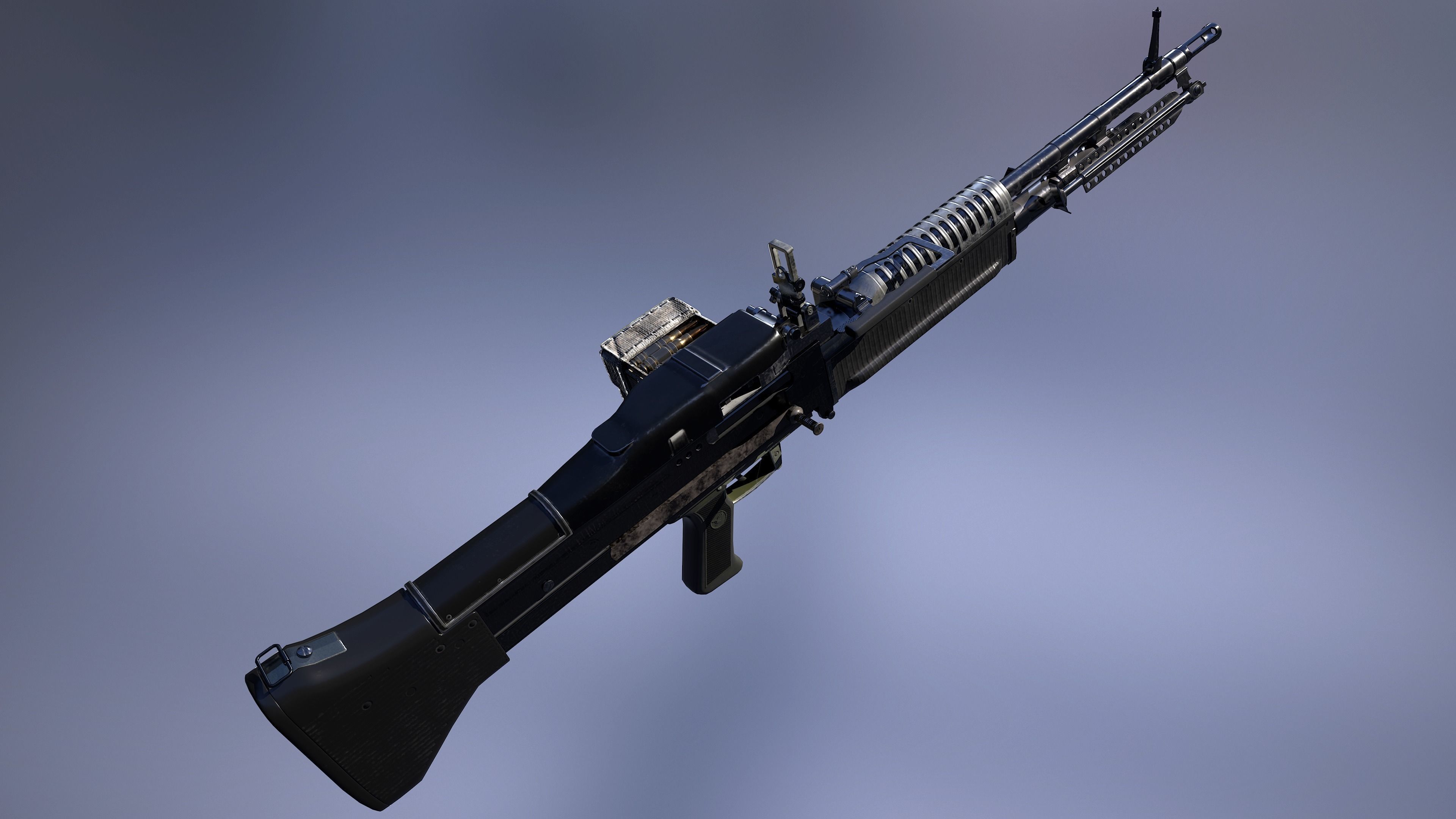 M60 machine gun Low-poly 3D model_2