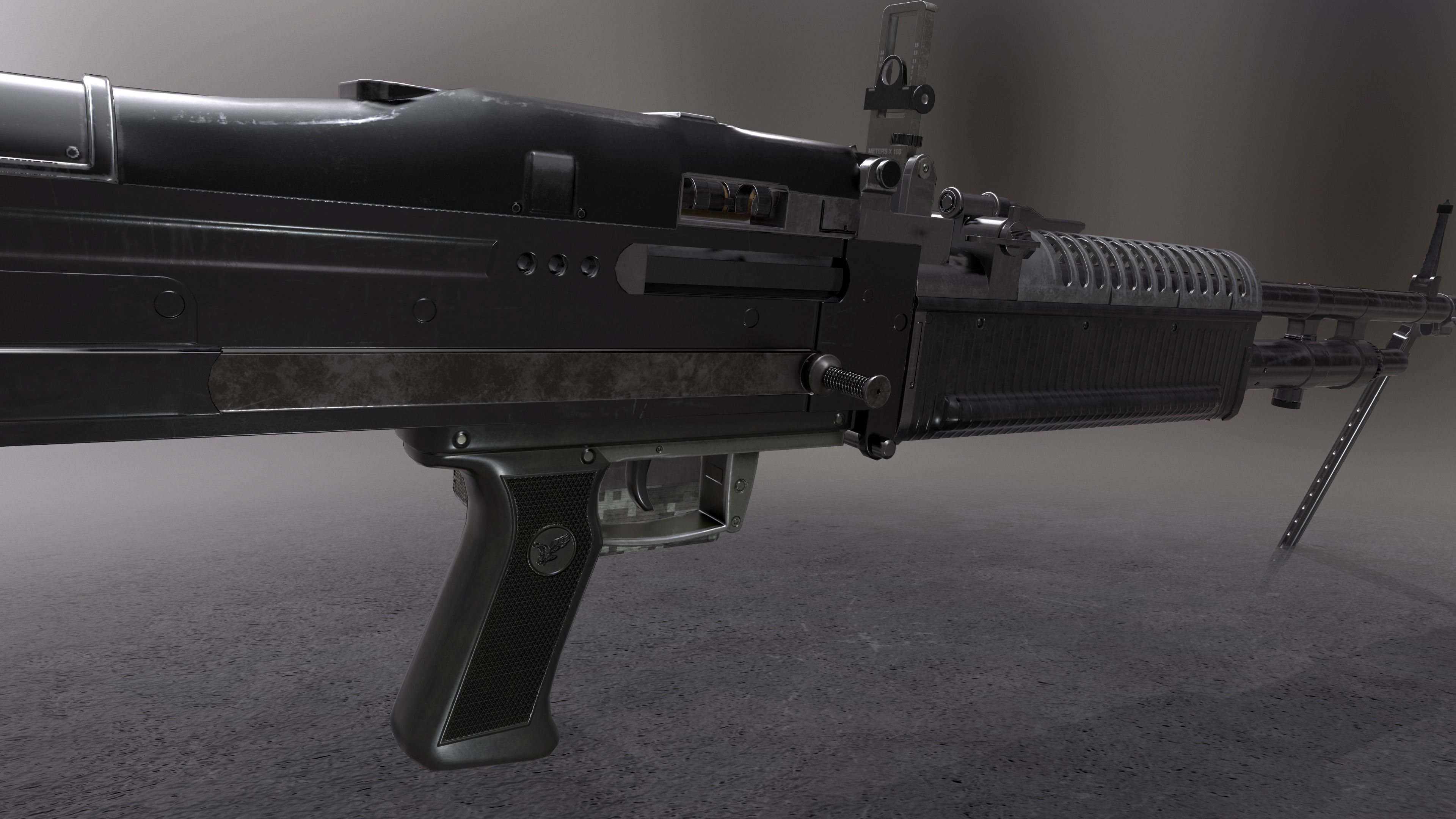 M60 machine gun Low-poly 3D model_11