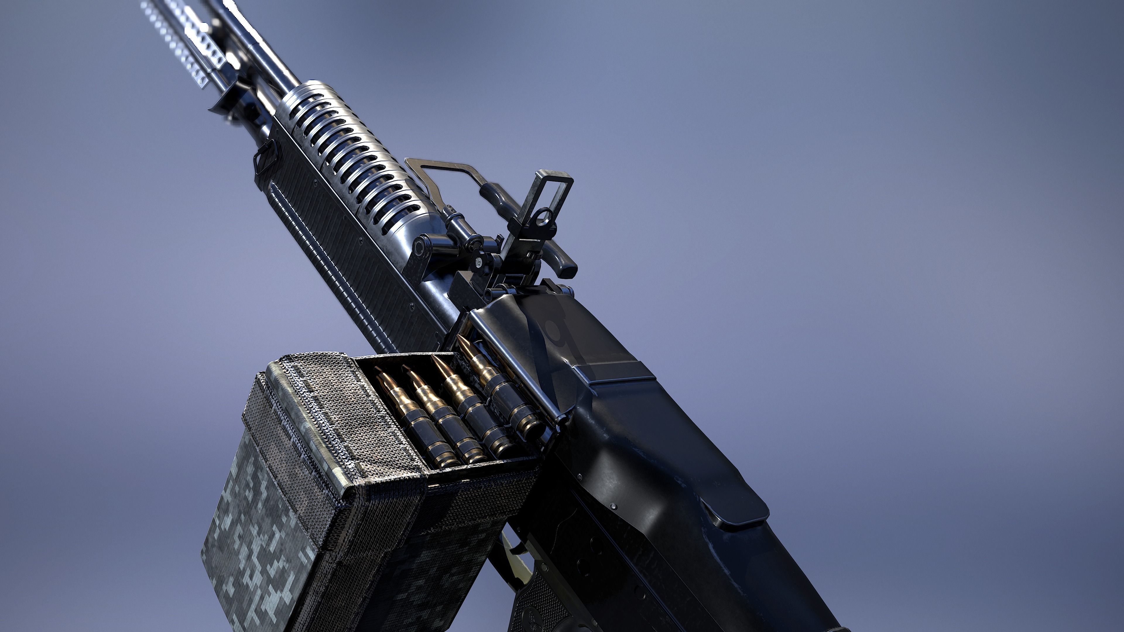 M60 machine gun Low-poly 3D model_3