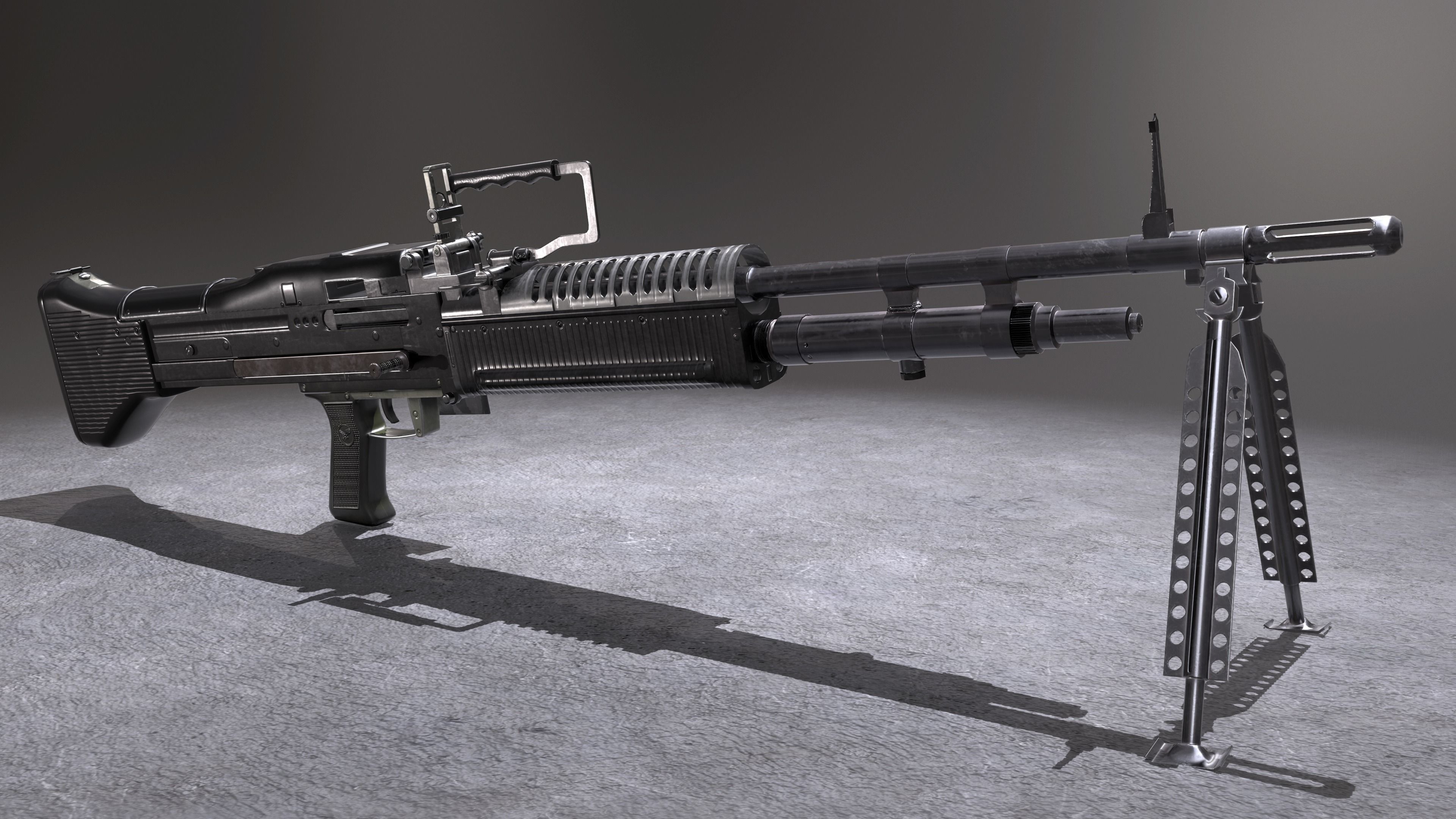 M60 machine gun Low-poly 3D model_5