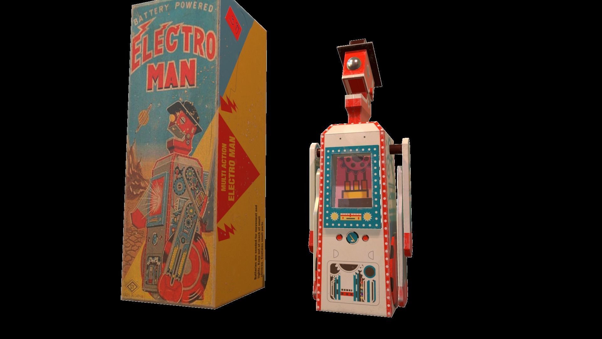 Retro Robot Toy Low-poly 3D model_31