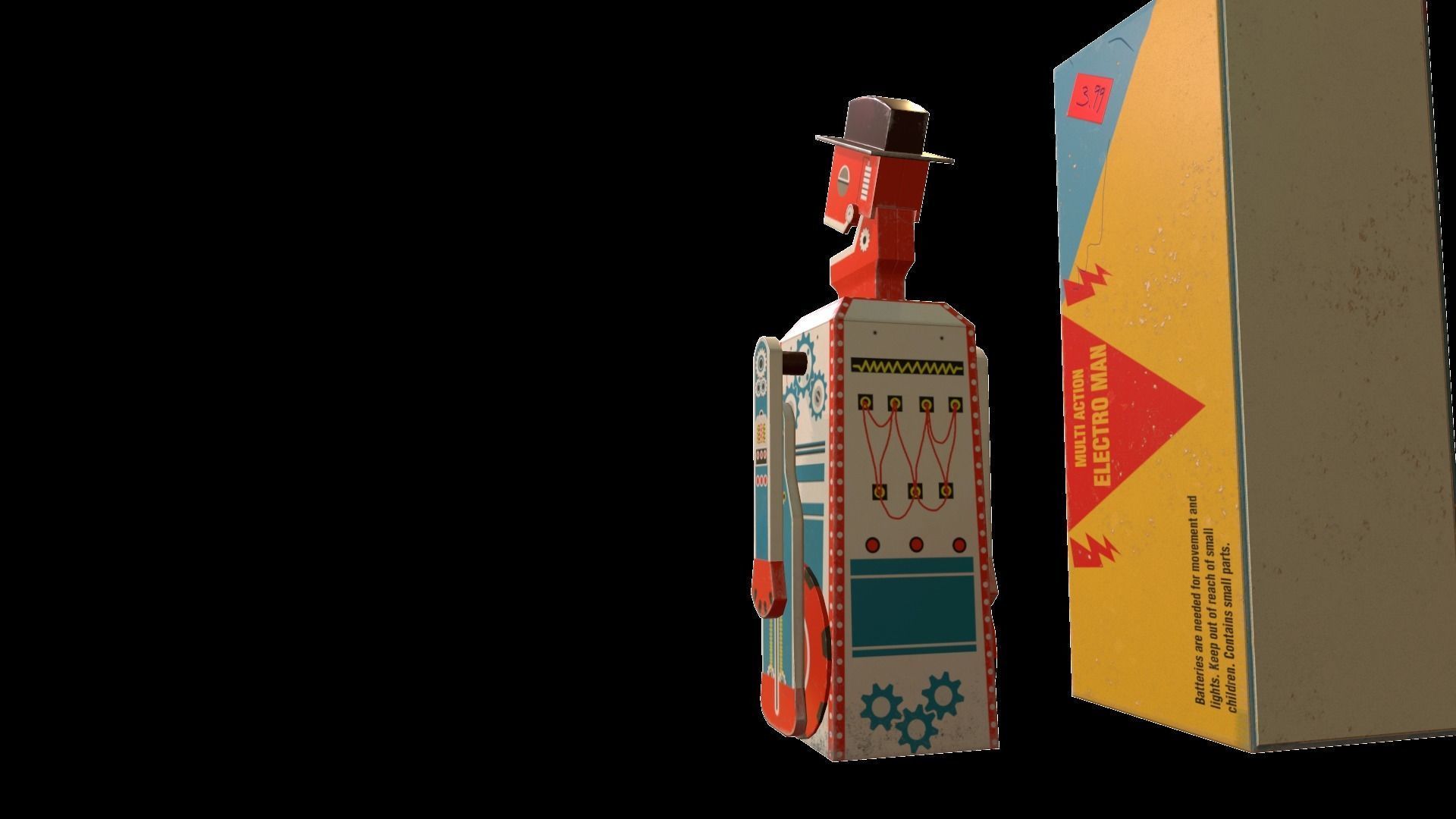 Retro Robot Toy Low-poly 3D model_14