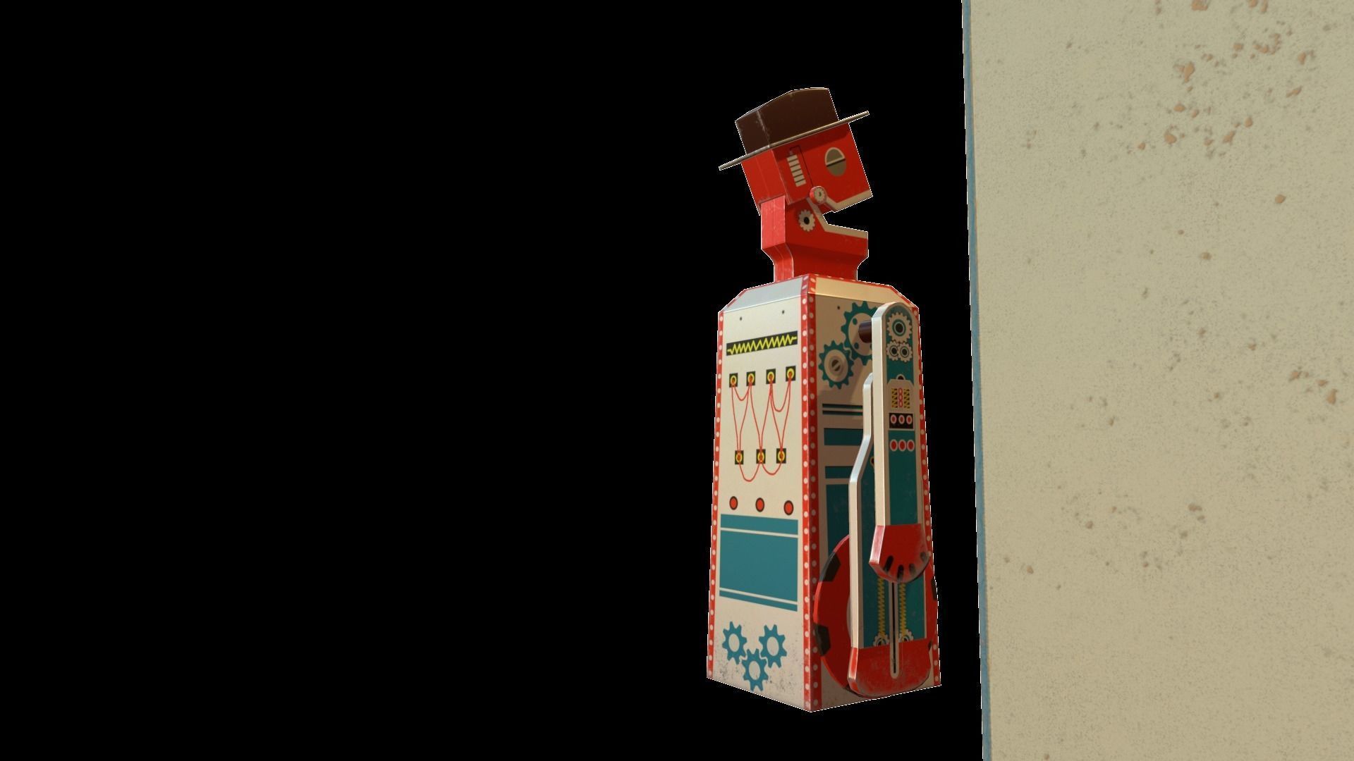 Retro Robot Toy Low-poly 3D model_17