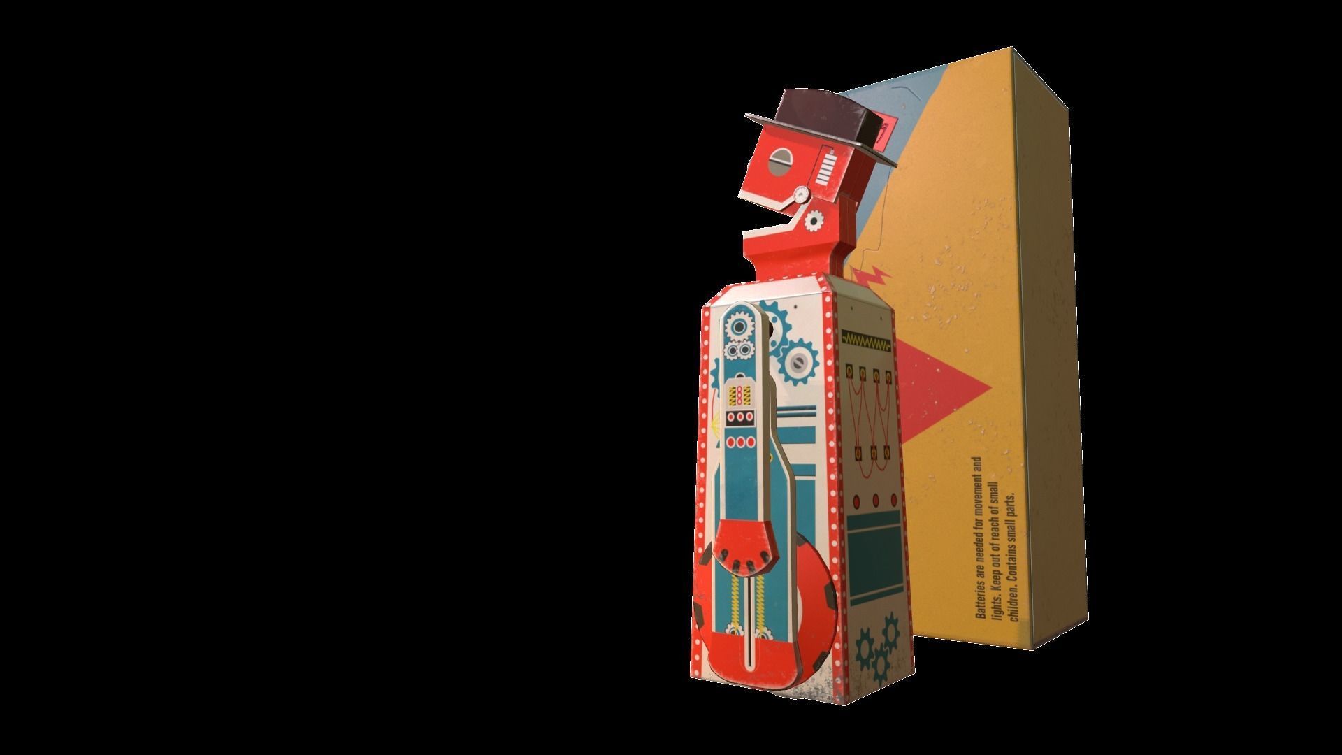 Retro Robot Toy Low-poly 3D model_13