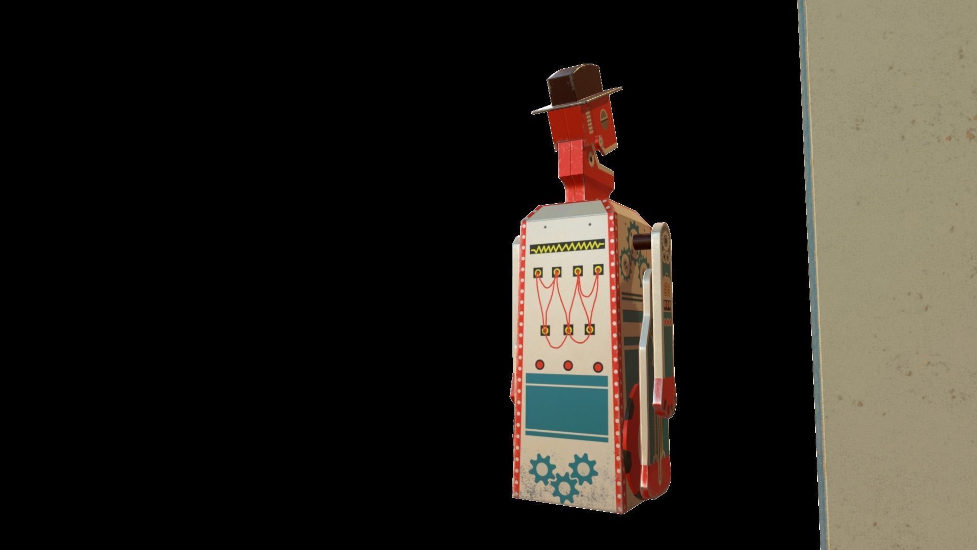 Retro Robot Toy Low-poly 3D model_19