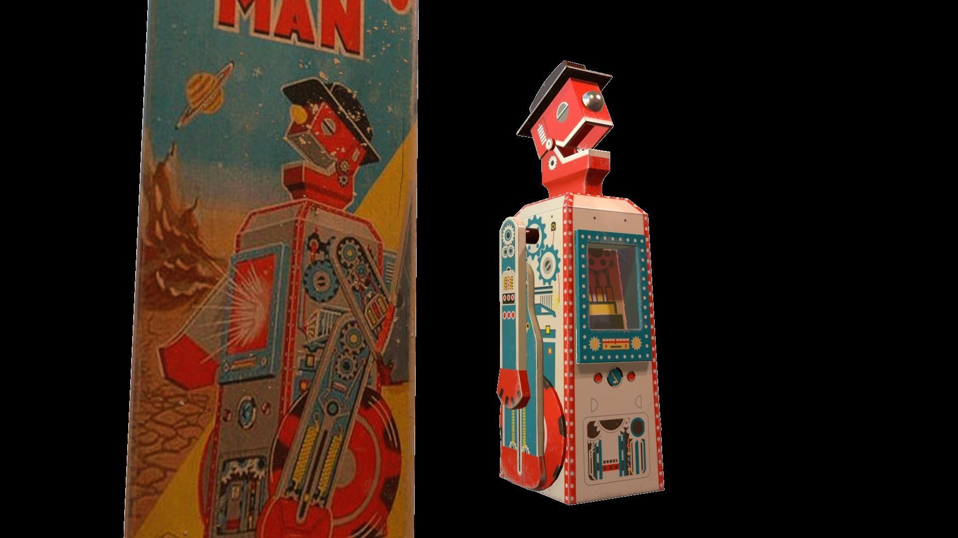 Retro Robot Toy Low-poly 3D model_26