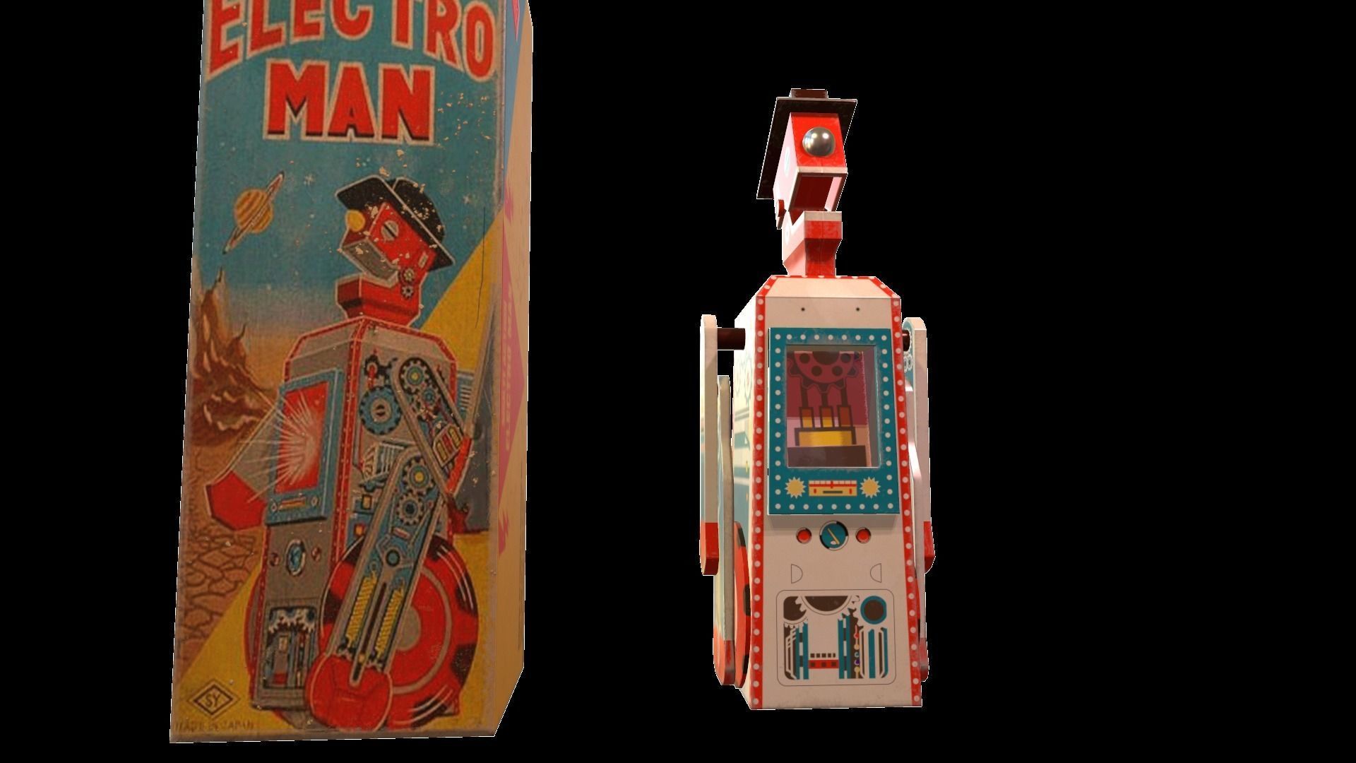 Retro Robot Toy Low-poly 3D model_27