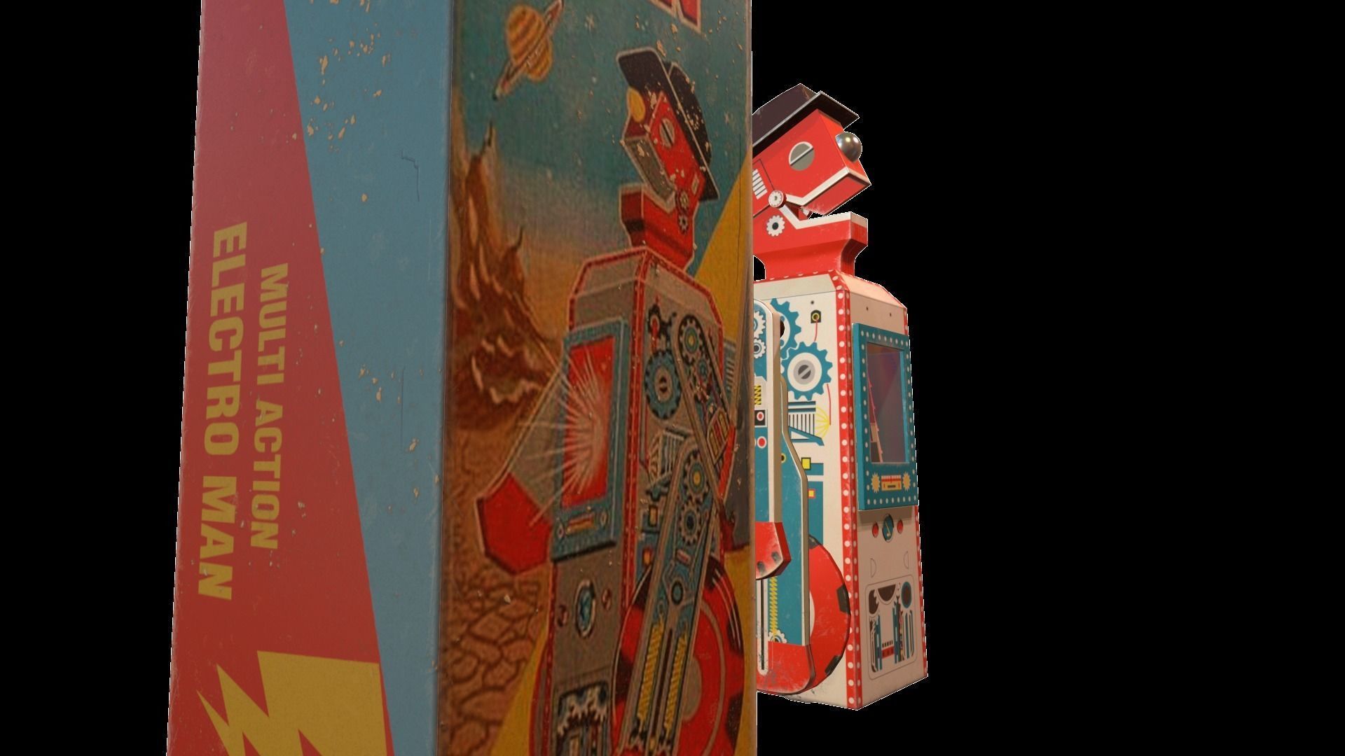 Retro Robot Toy Low-poly 3D model_25