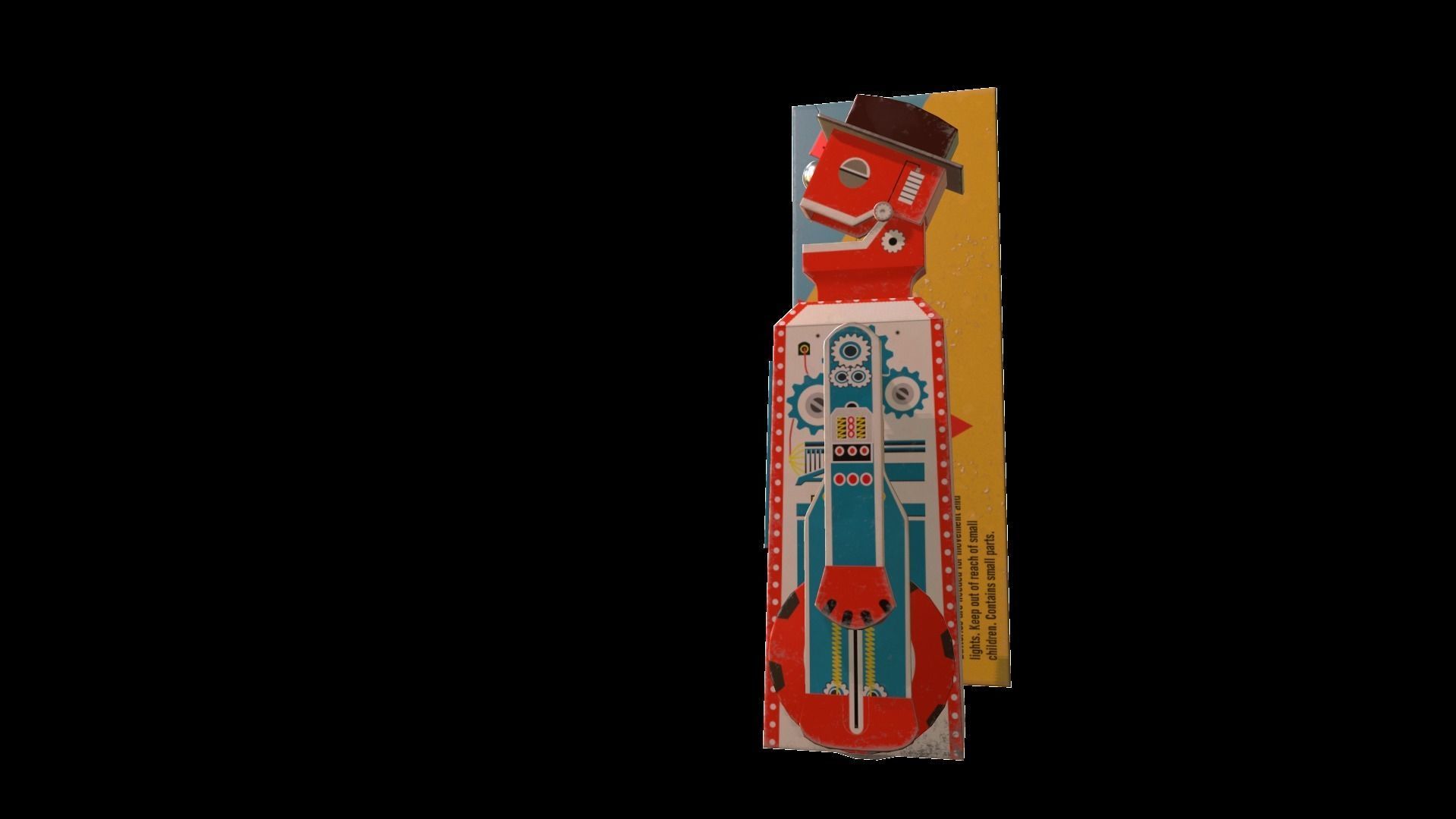 Retro Robot Toy Low-poly 3D model_5