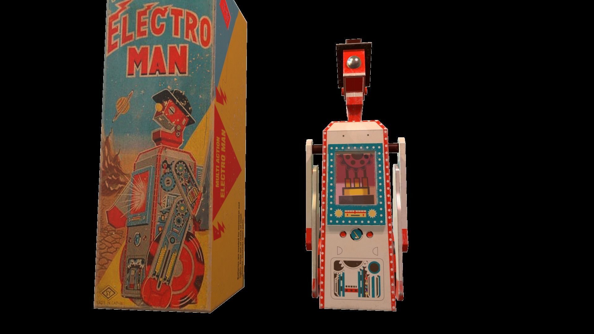 Retro Robot Toy Low-poly 3D model_30