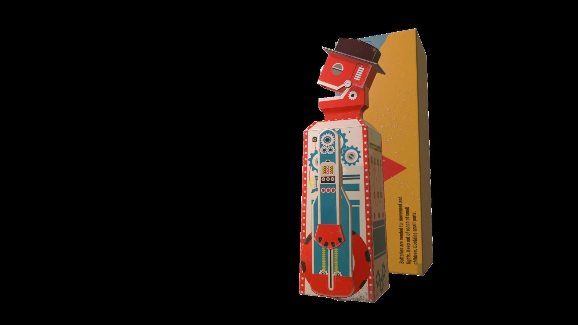 Retro Robot Toy Low-poly 3D model_9