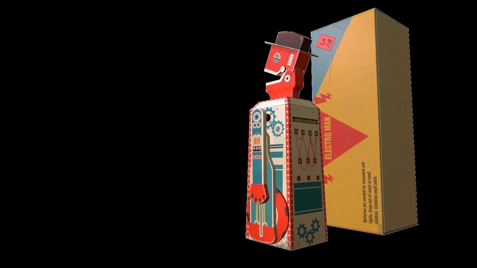 Retro Robot Toy Low-poly 3D model_10