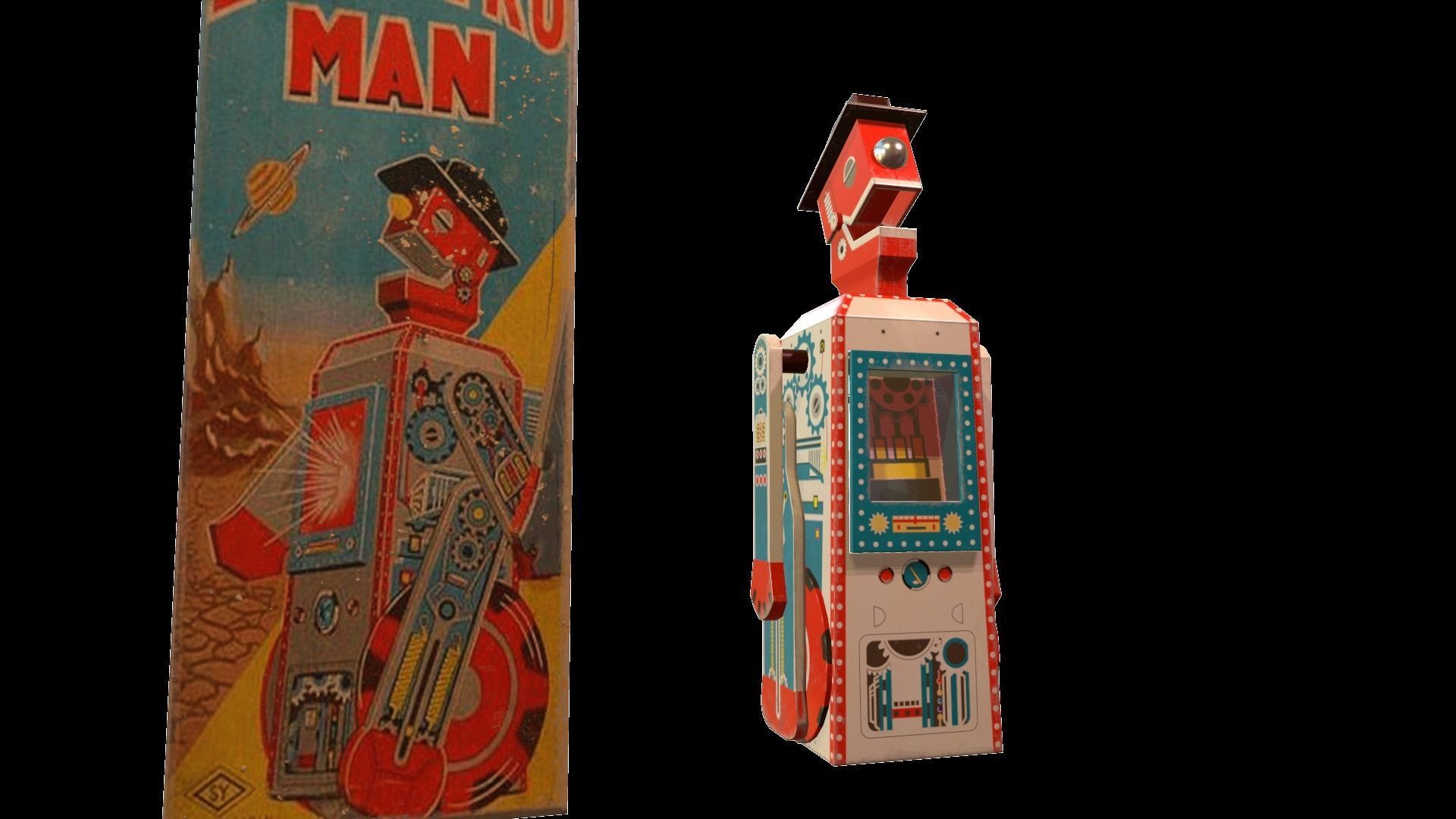 Retro Robot Toy Low-poly 3D model_28