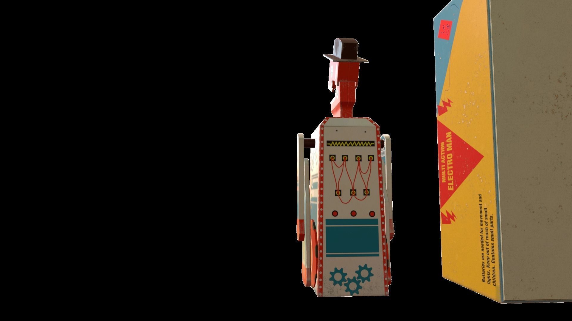 Retro Robot Toy Low-poly 3D model_12