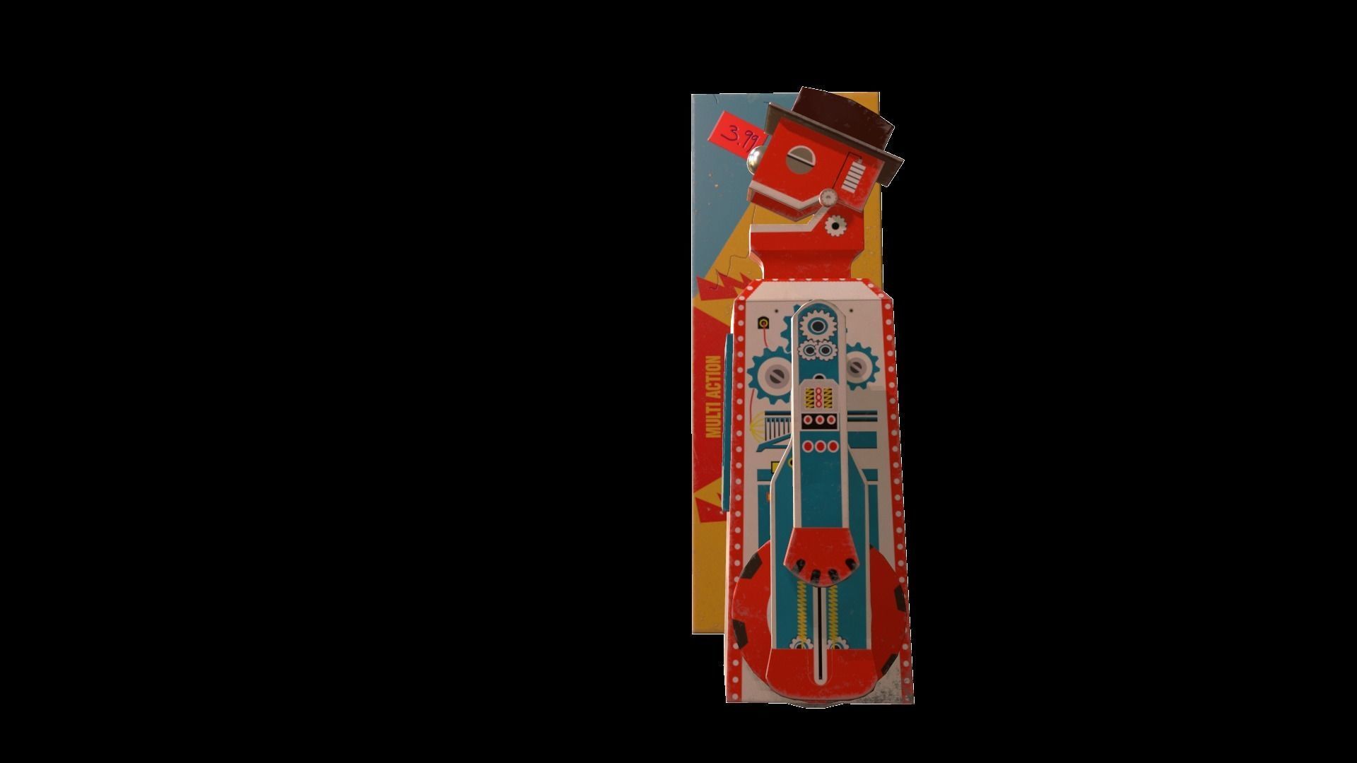 Retro Robot Toy Low-poly 3D model_2