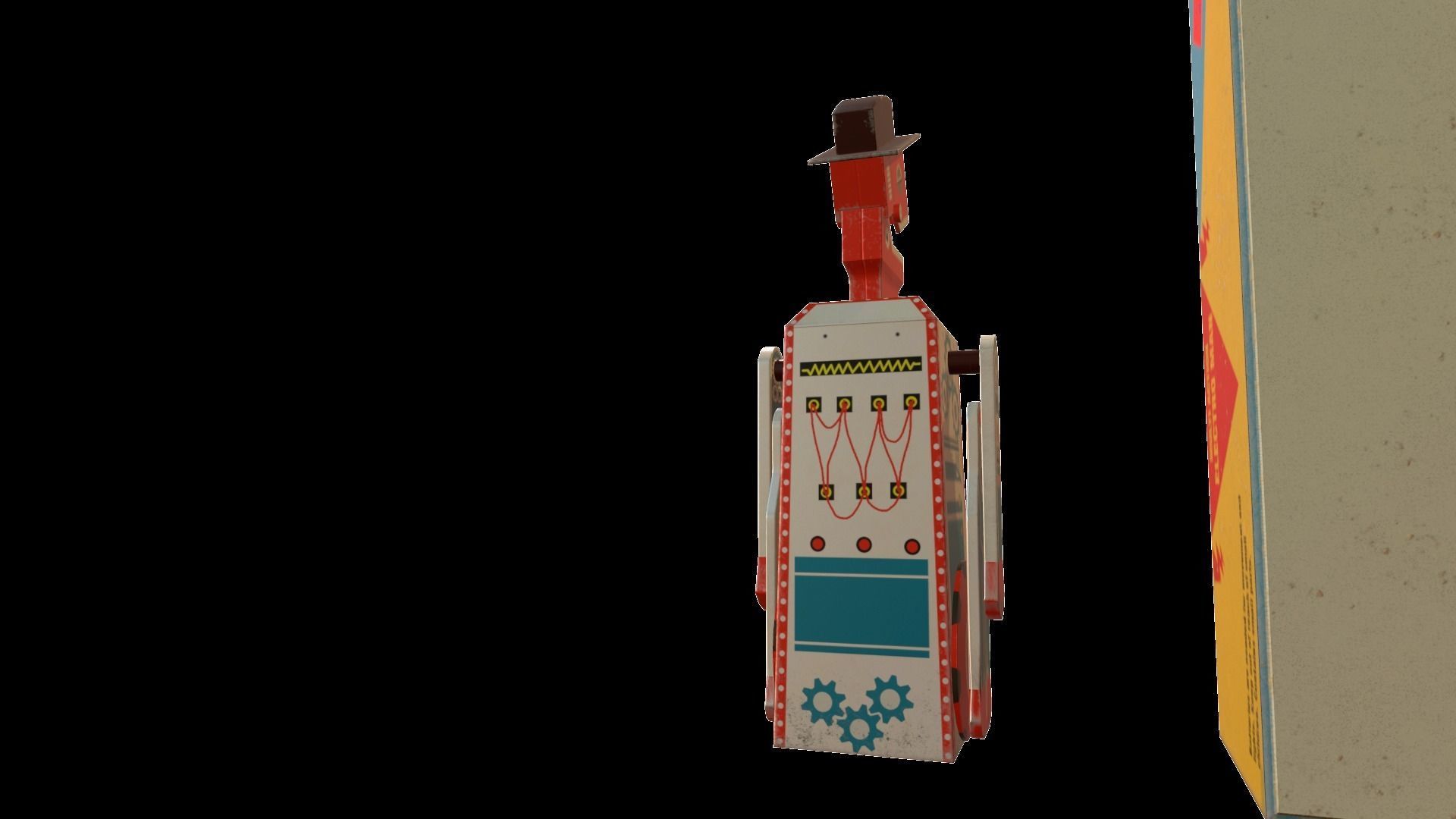 Retro Robot Toy Low-poly 3D model_16