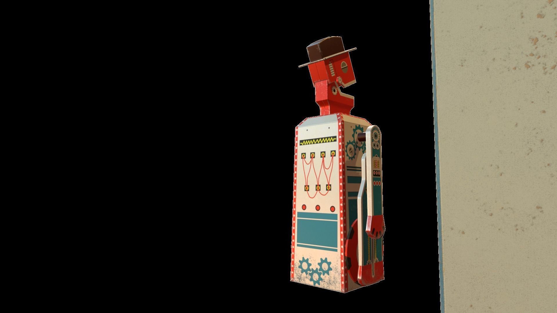 Retro Robot Toy Low-poly 3D model_18