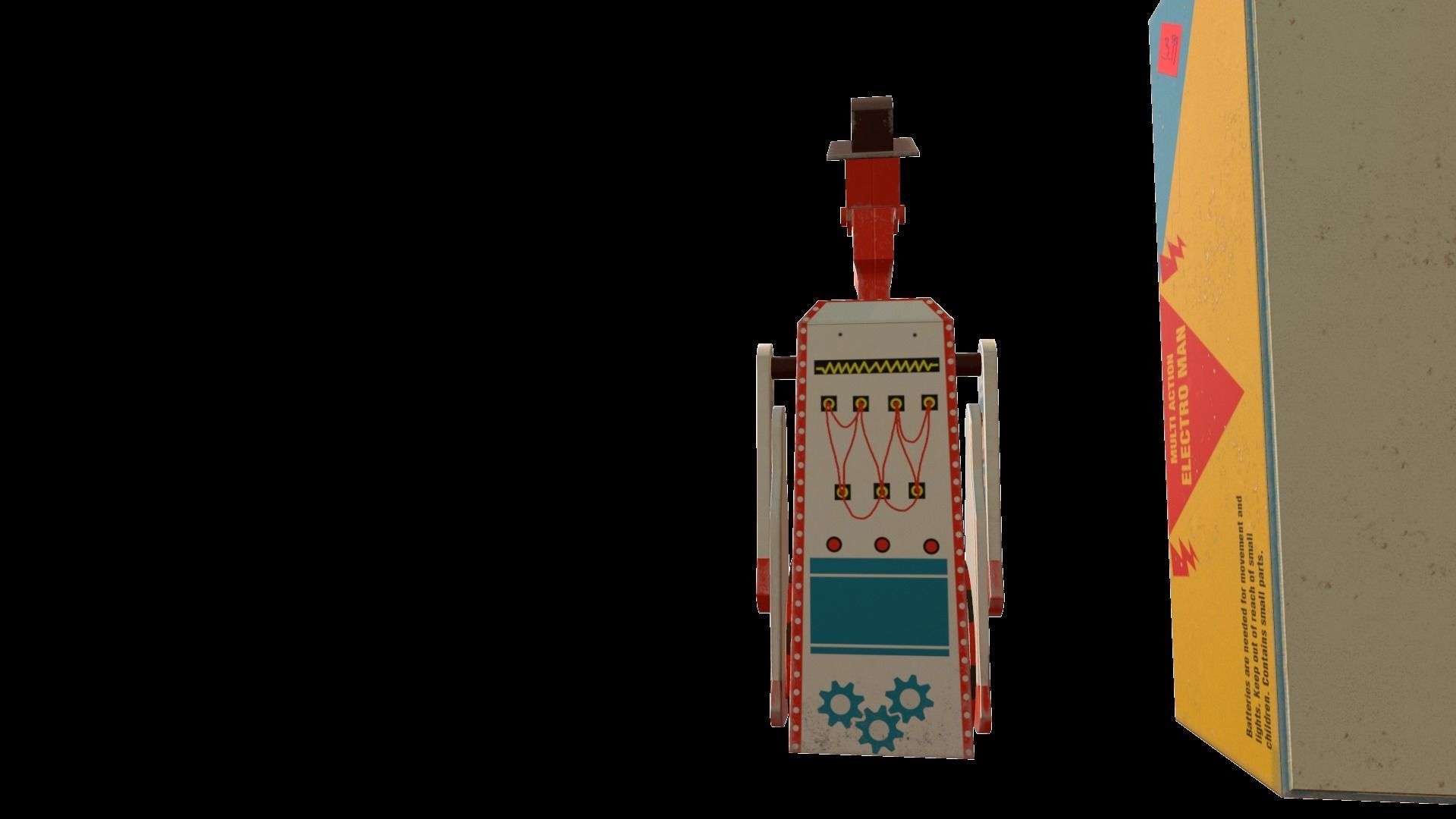 Retro Robot Toy Low-poly 3D model_11