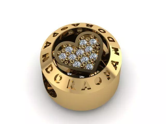 with written heart stones charm ball 3D print model